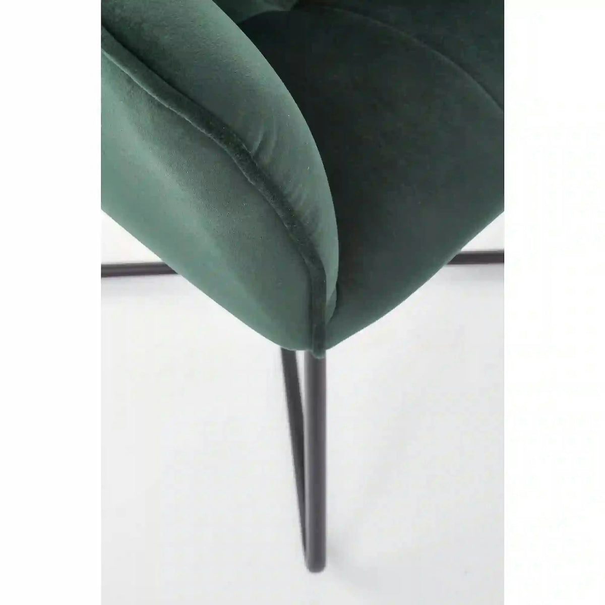 Scaun tapitat K377, verde inchis/negru, stofa catifelata/metal, 60x62x81 cm