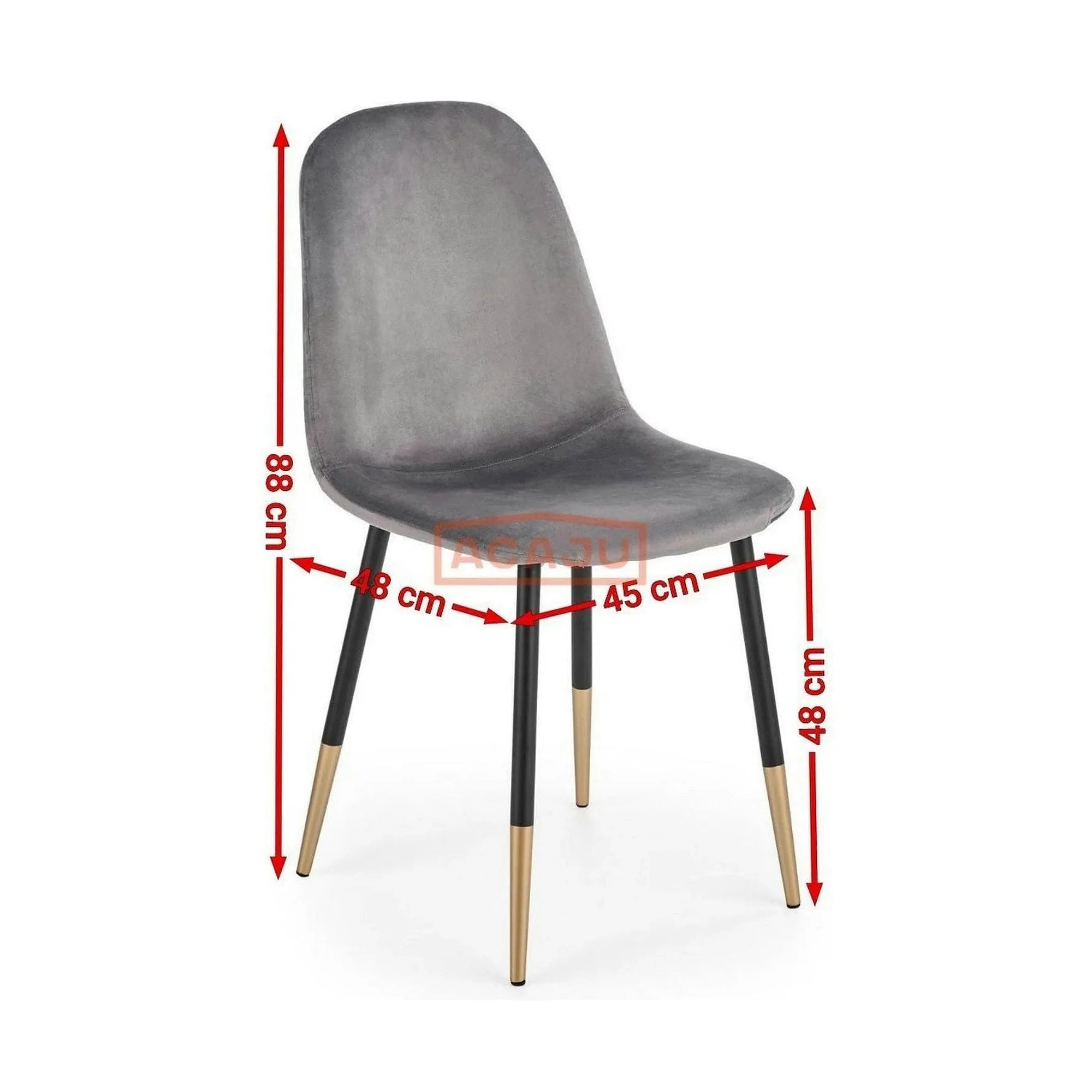 Scaun tapitat K379, gri/negru, stofa catifelata/metal, 45x48x88 cm
