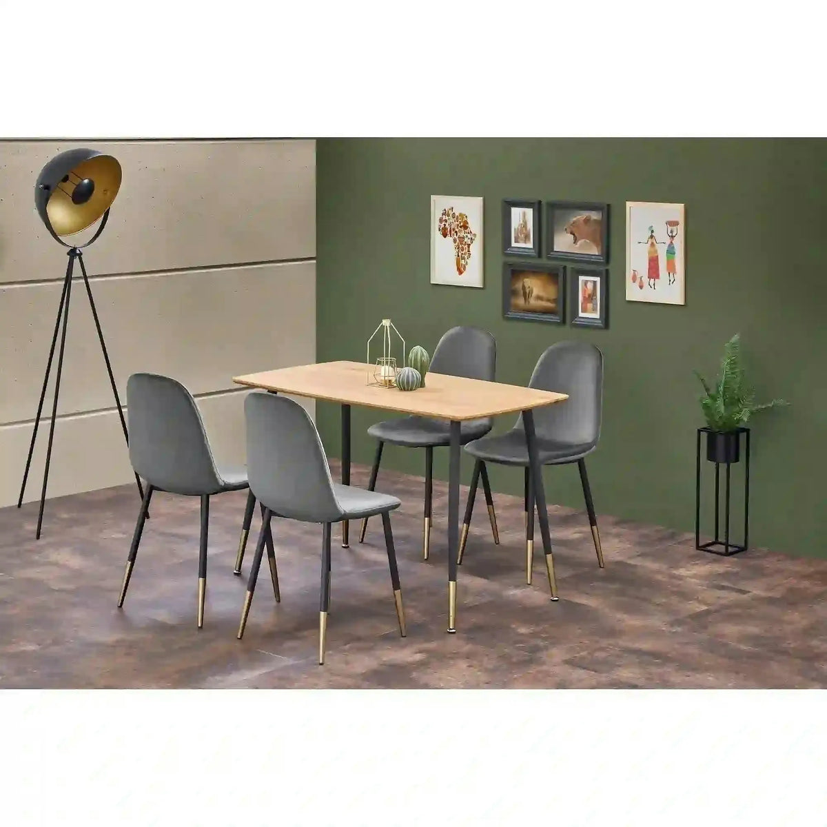 Scaun tapitat K379, gri/negru, stofa catifelata/metal, 45x48x88 cm
