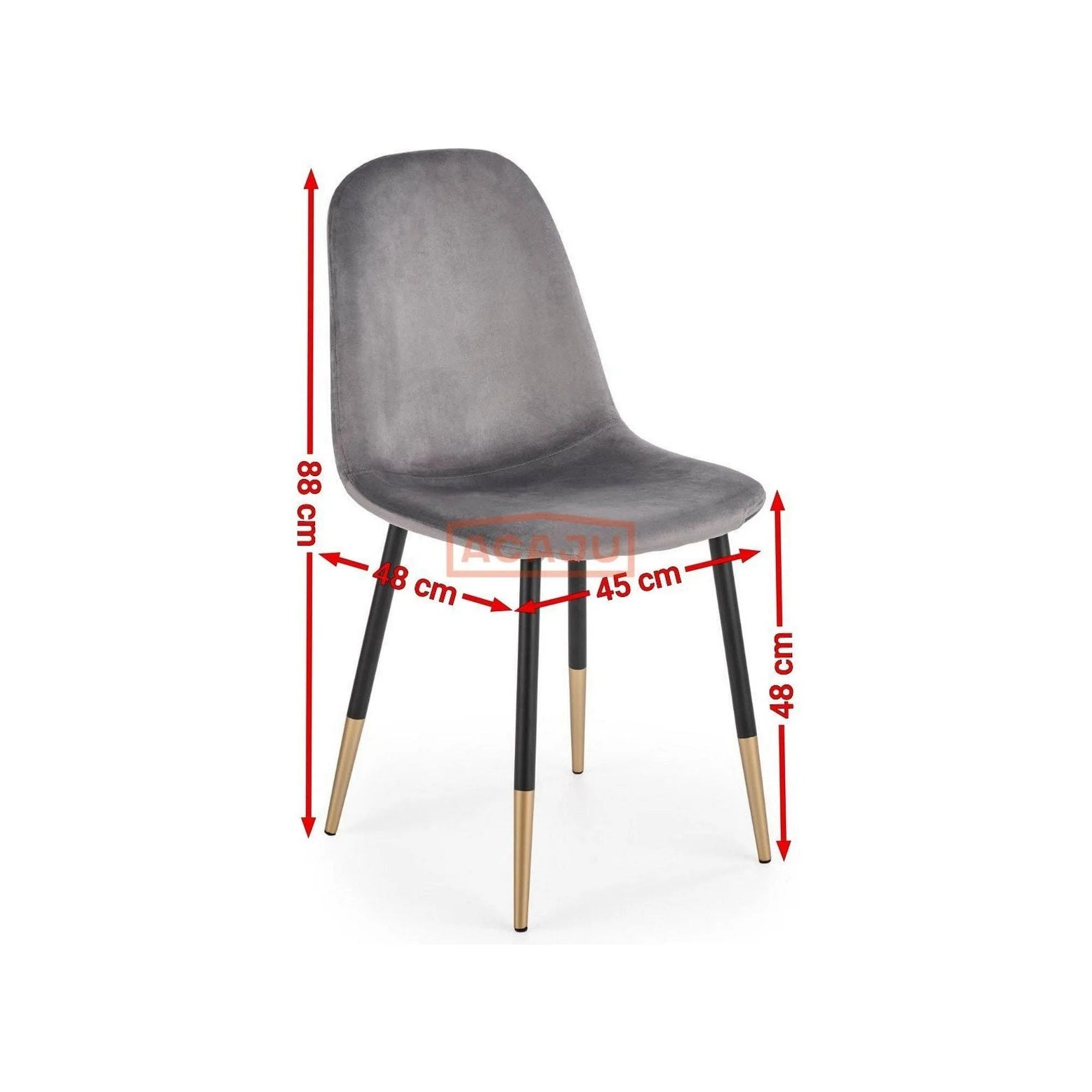 Scaun tapitat K379, gri/negru, stofa catifelata/metal, 45x48x88 cm