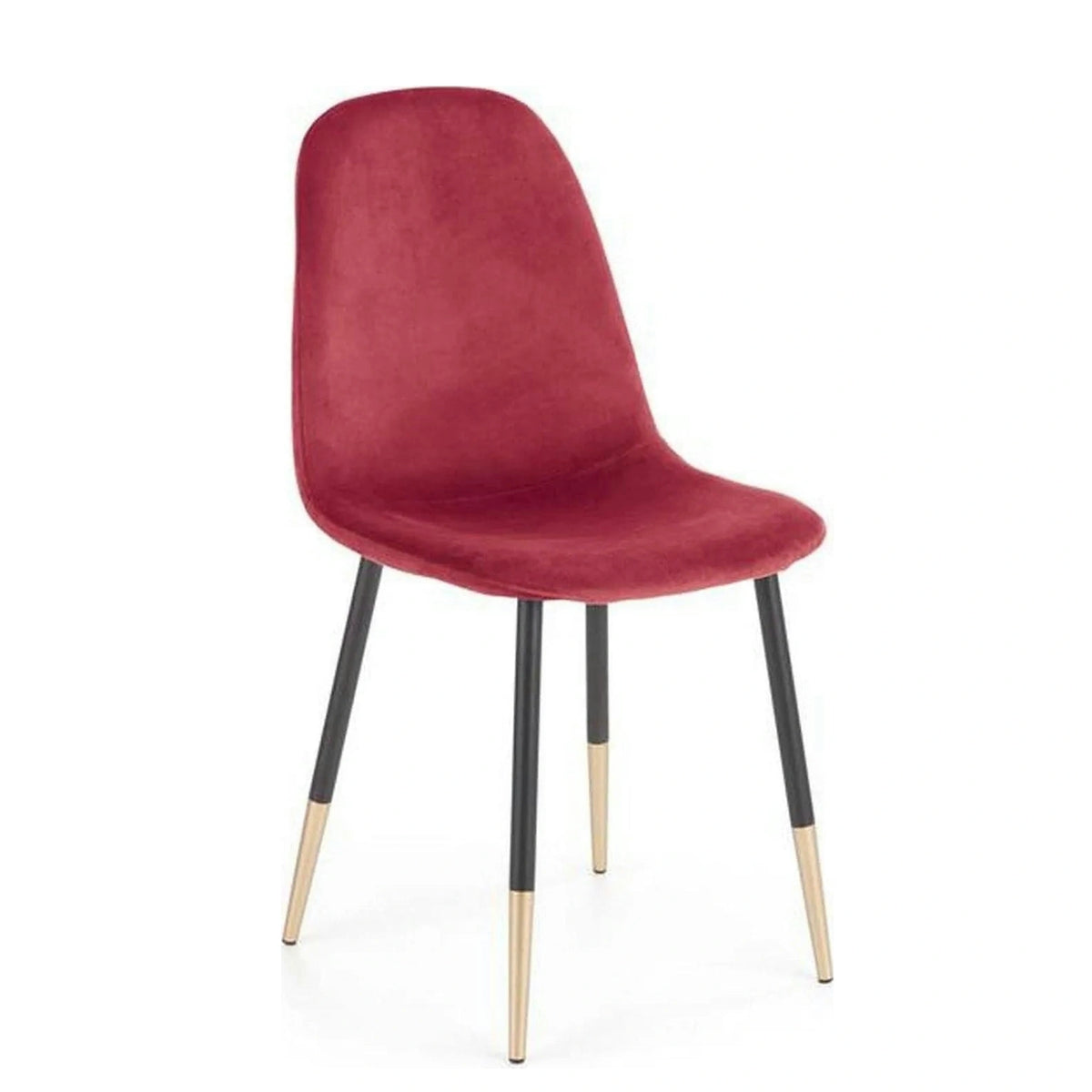 Scaun tapitat K379, rosu/negru, stofa catifelata/metal, 45x48x88 cm