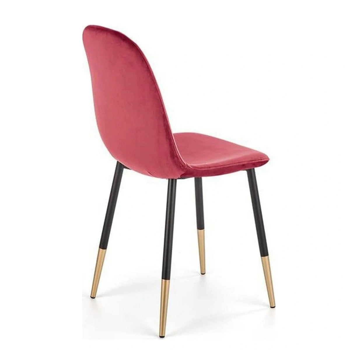 Scaun tapitat K379, rosu/negru, stofa catifelata/metal, 45x48x88 cm