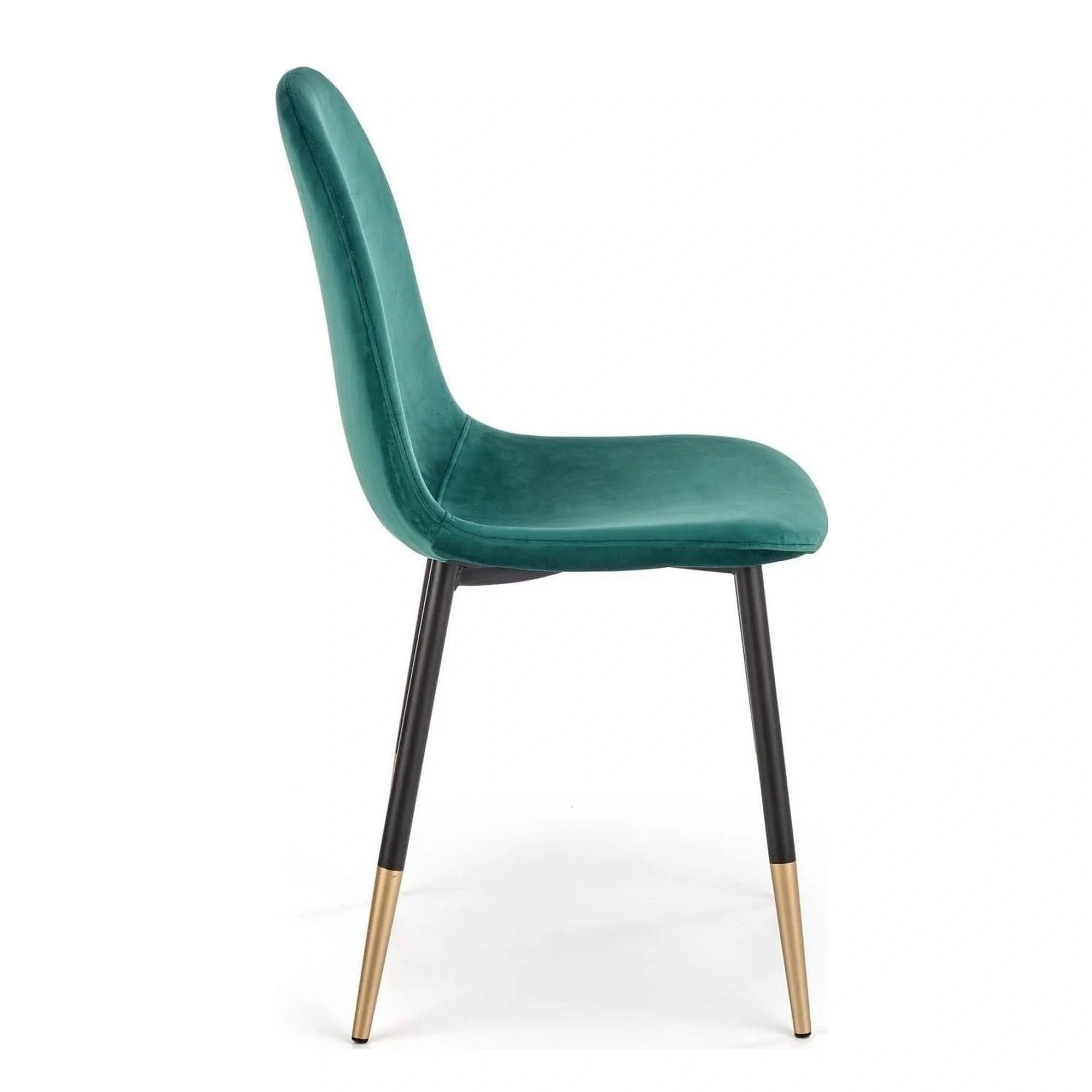 Scaun tapitat K379, verde/negru, stofa catifelata/metal, 45x48x88 cm