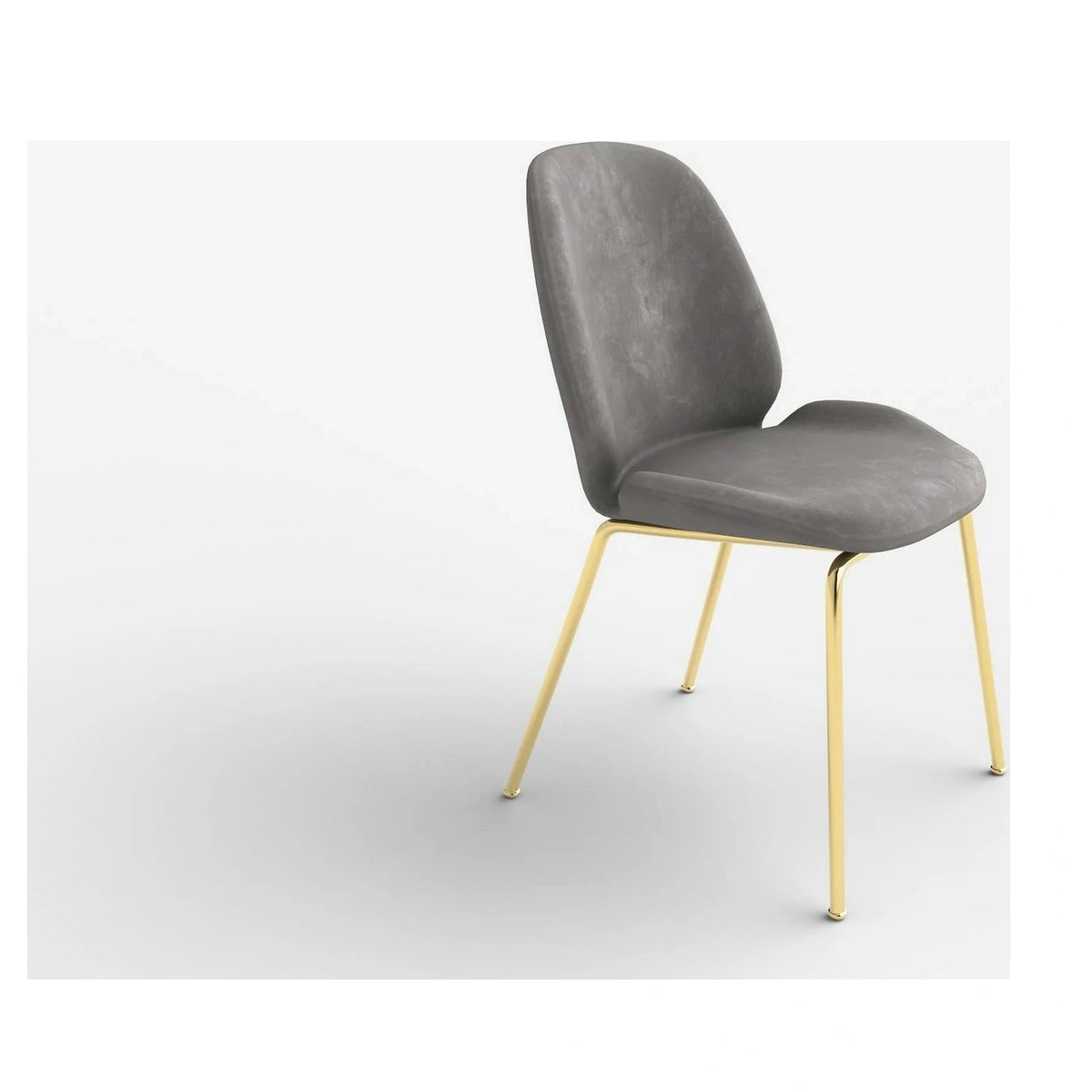 Scaun tapitat K381, gri/auriu, stofa catifelata/metal, 48x58x88 cm