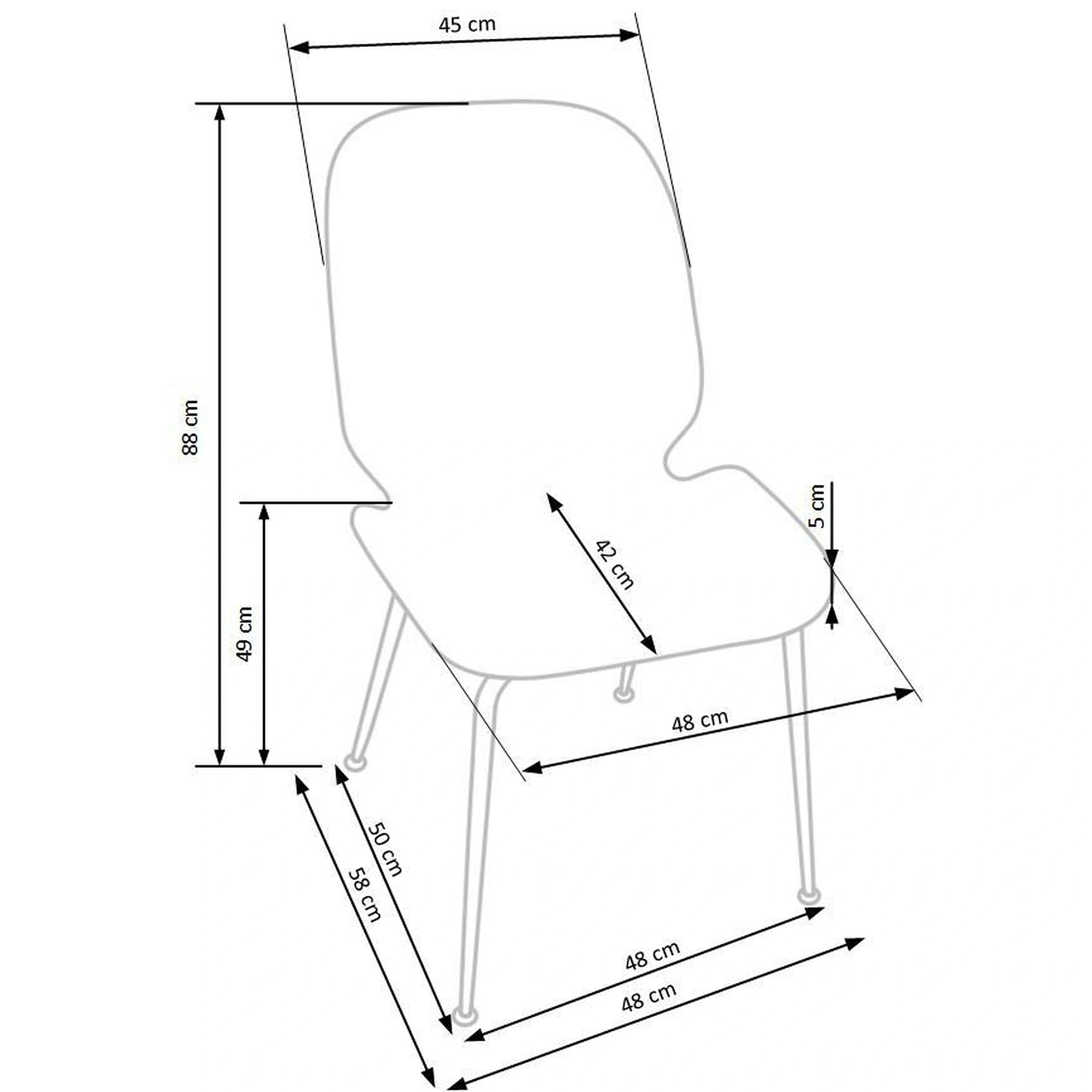 Scaun tapitat K381, gri/auriu, stofa catifelata/metal, 48x58x88 cm
