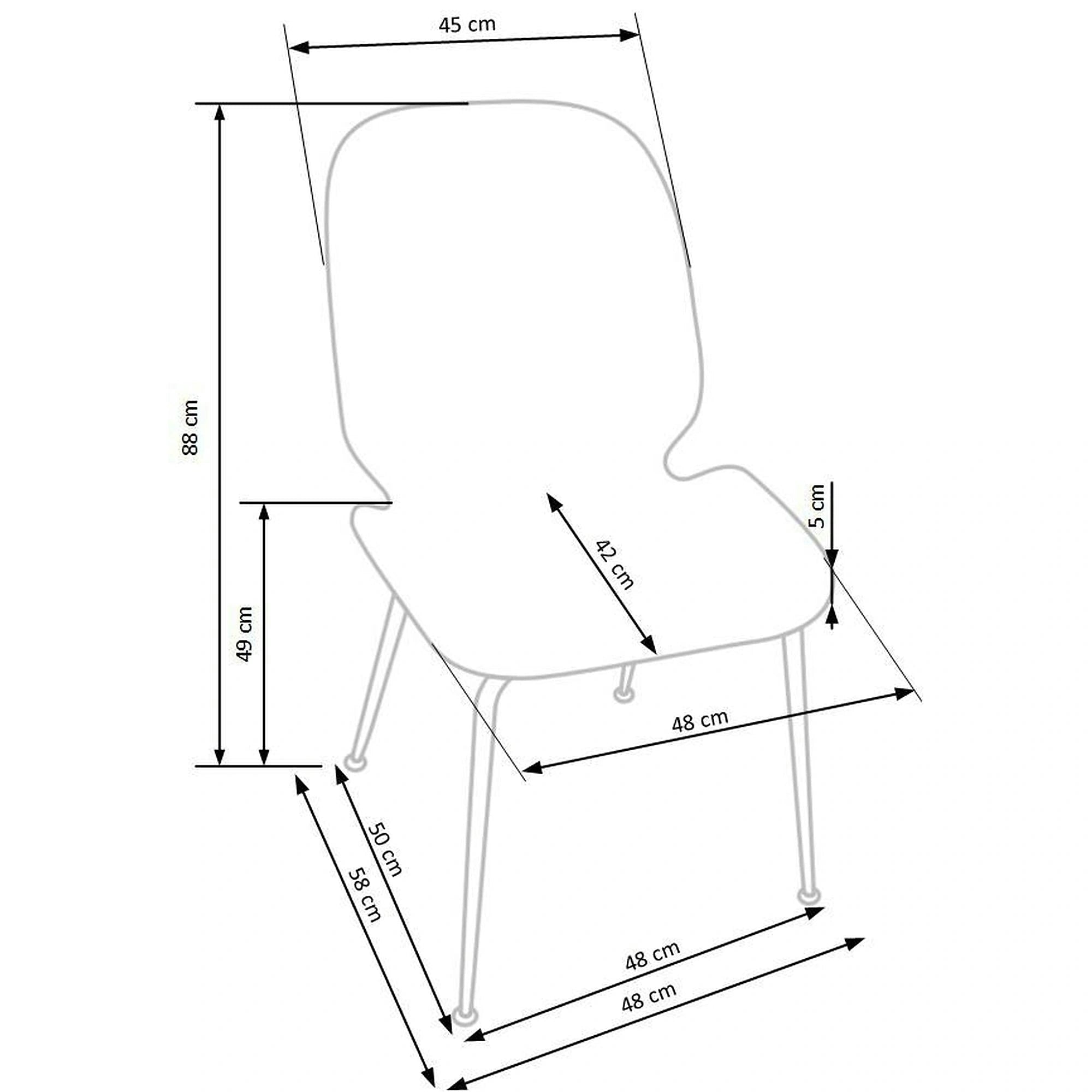 Scaun tapitat K381, gri/auriu, stofa catifelata/metal, 48x58x88 cm