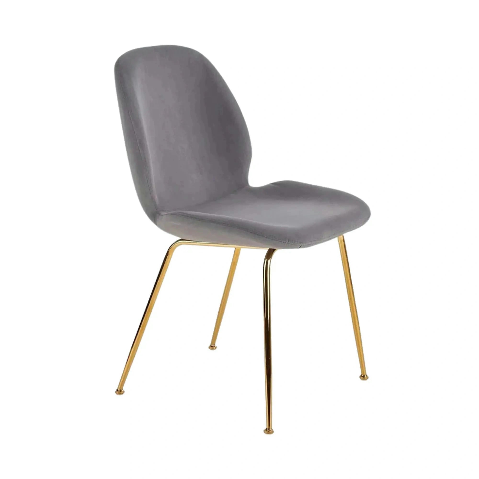 Scaun tapitat K381, gri/auriu, stofa catifelata/metal, 48x58x88 cm