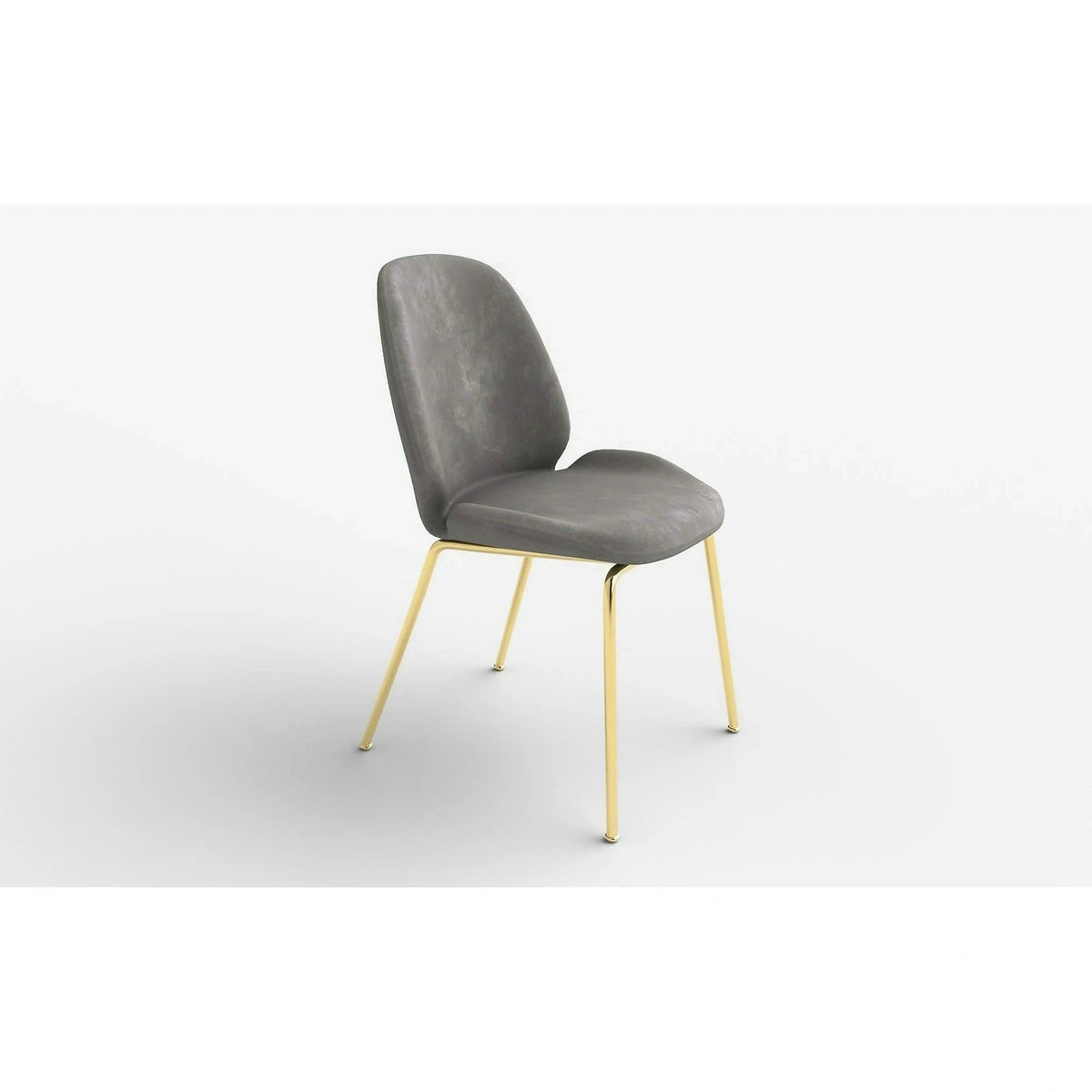 Scaun tapitat K381, gri/auriu, stofa catifelata/metal, 48x58x88 cm
