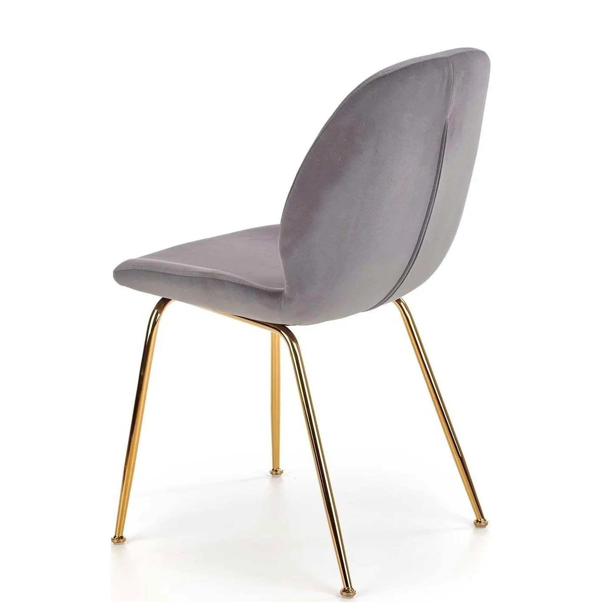 Scaun tapitat K381, gri/auriu, stofa catifelata/metal, 48x58x88 cm