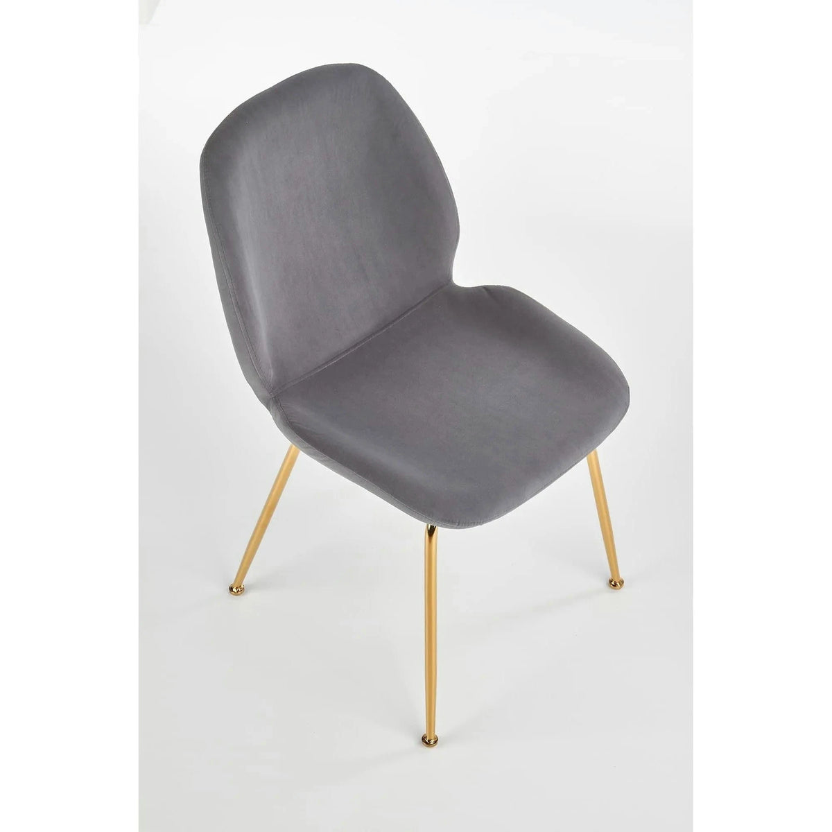 Scaun tapitat K381, gri/auriu, stofa catifelata/metal, 48x58x88 cm