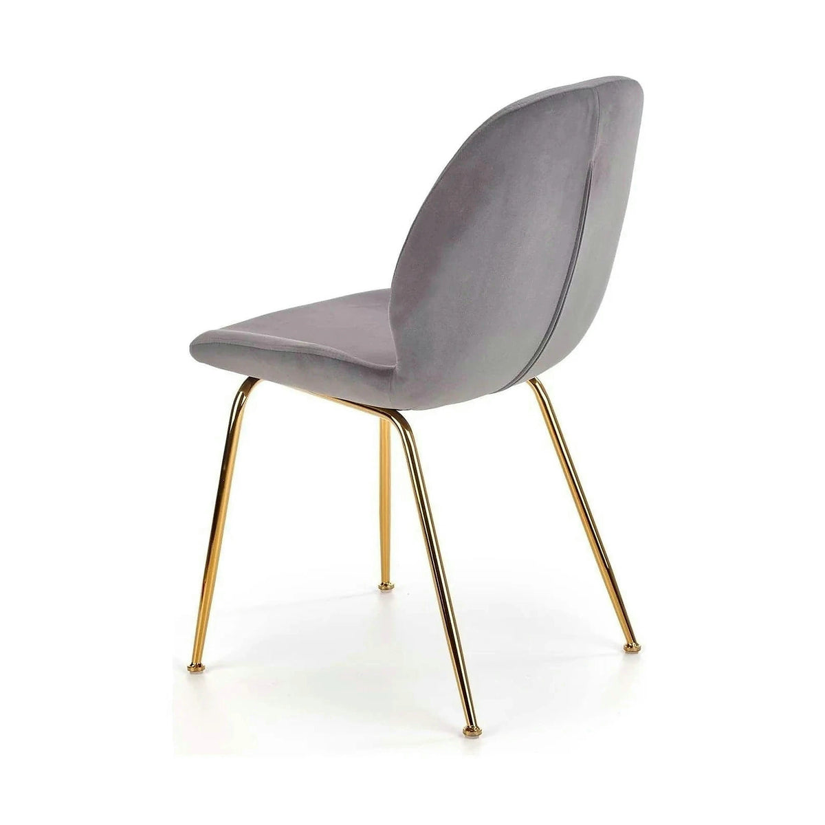 Scaun tapitat K381, gri/auriu, stofa catifelata/metal, 48x58x88 cm