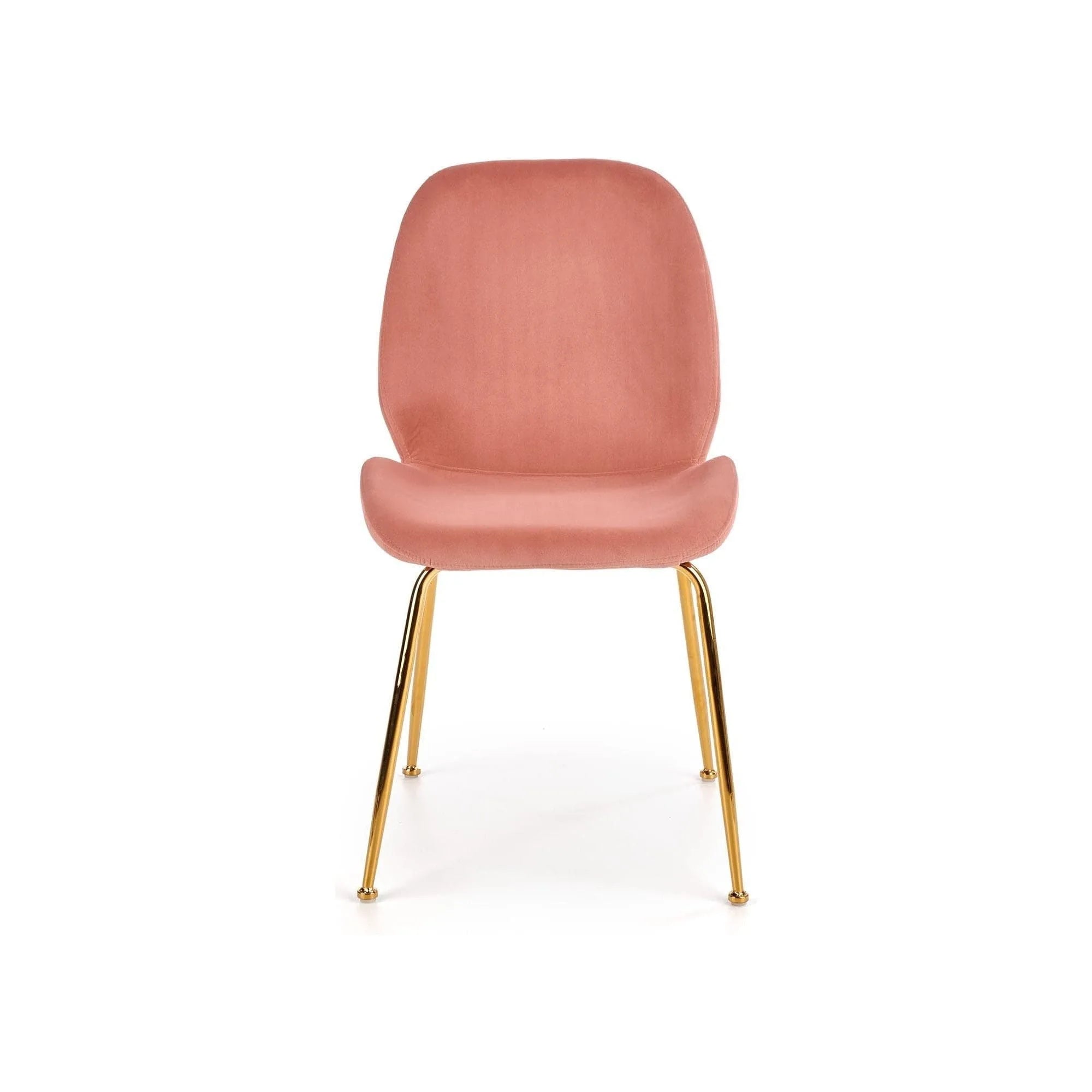 Scaun tapitat K381, roz deschis/auriu, stofa catifelata/metal, 48x58x88 cm