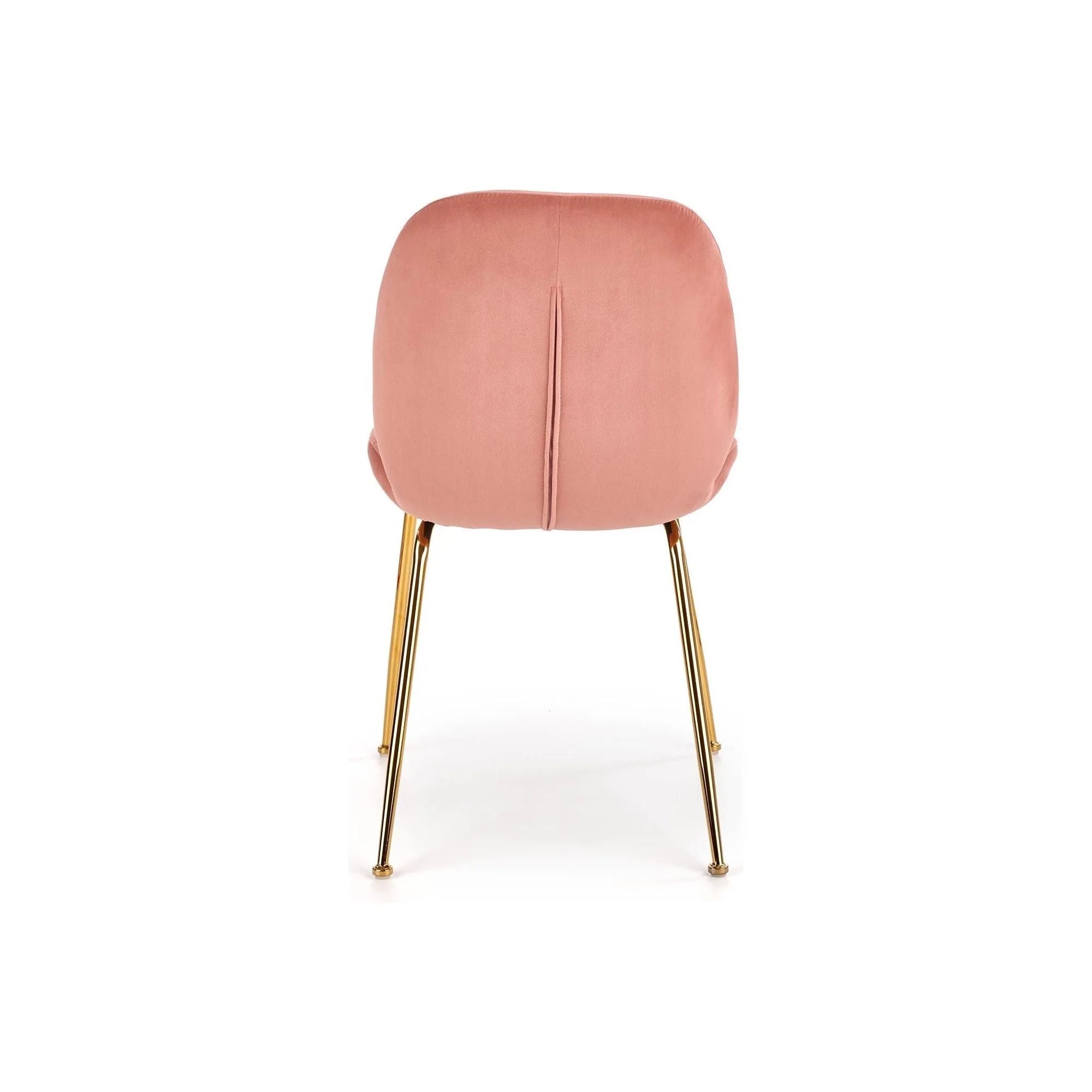 Scaun tapitat K381, roz deschis/auriu, stofa catifelata/metal, 48x58x88 cm