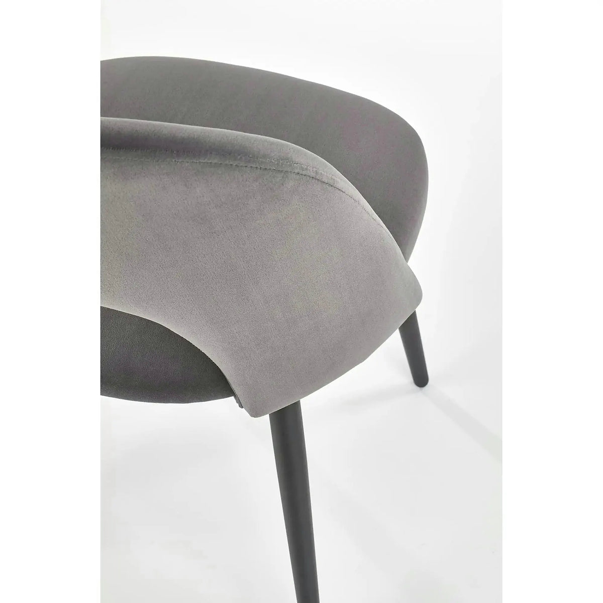 Scaun tapitat K384, gri/negru, stofa catifelata/metal, 54x57x84 cm