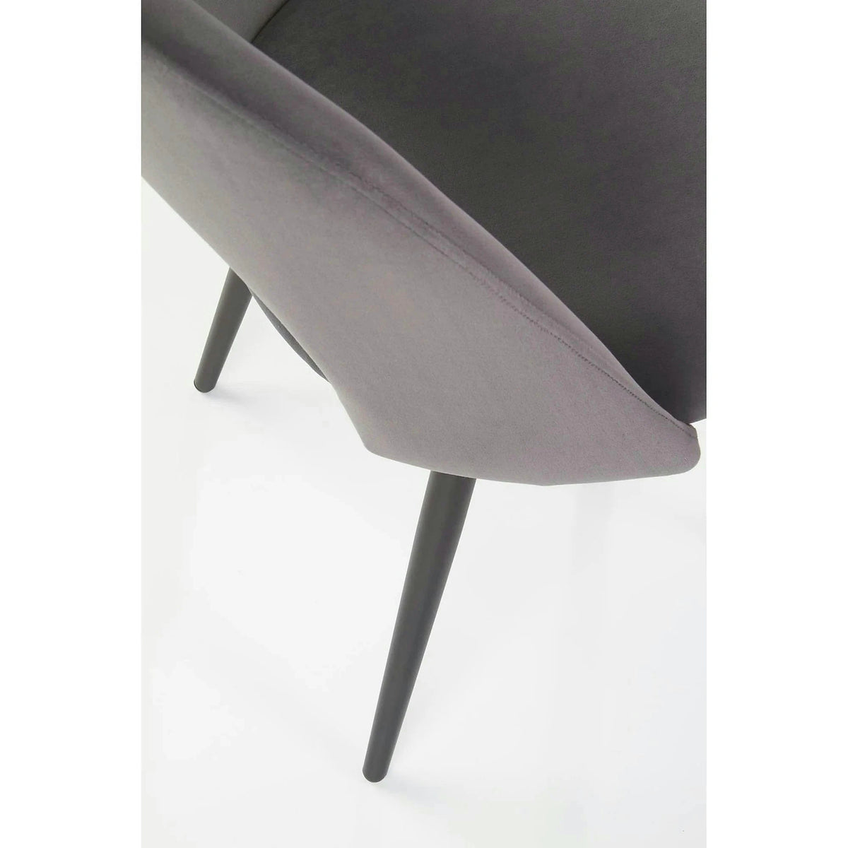 Scaun tapitat K384, gri/negru, stofa catifelata/metal, 54x57x84 cm