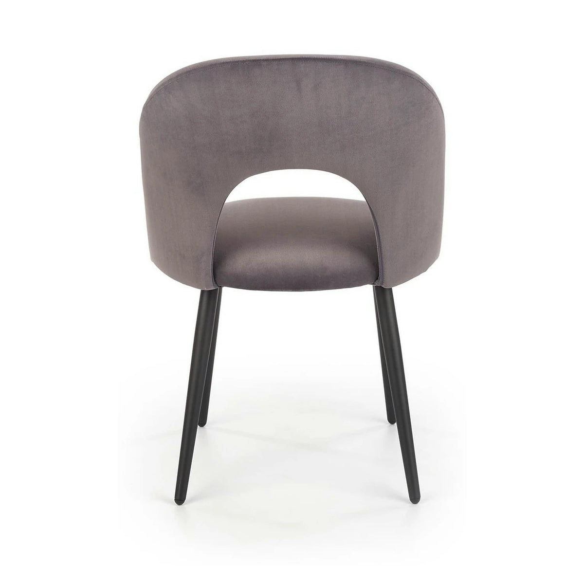 Scaun tapitat K384, gri/negru, stofa catifelata/metal, 54x57x84 cm