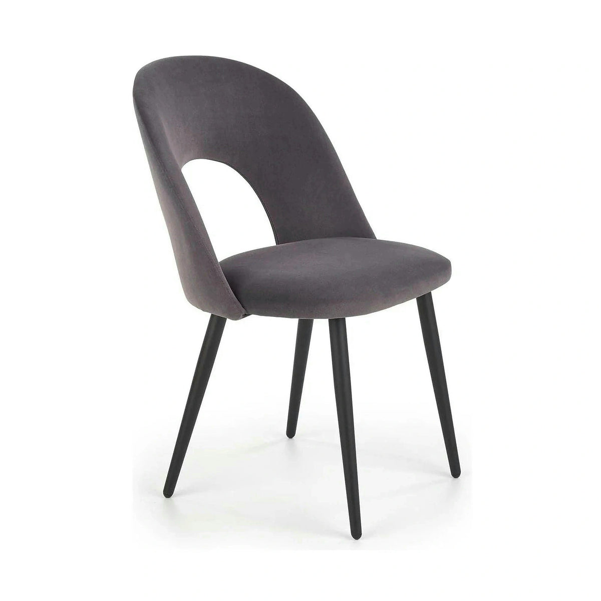 Scaun tapitat K384, gri/negru, stofa catifelata/metal, 54x57x84 cm