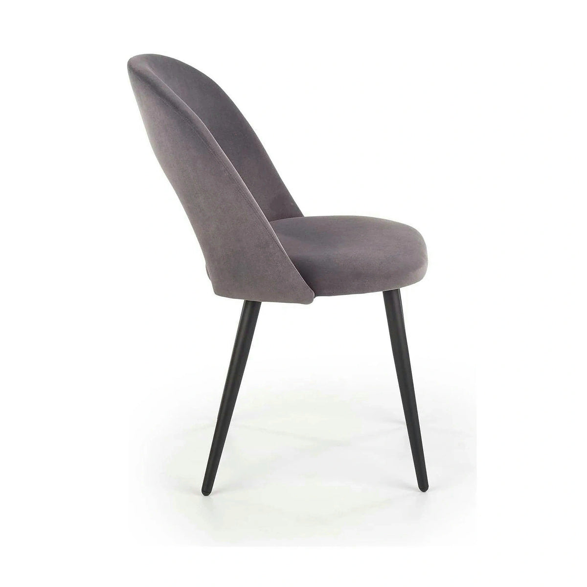Scaun tapitat K384, gri/negru, stofa catifelata/metal, 54x57x84 cm