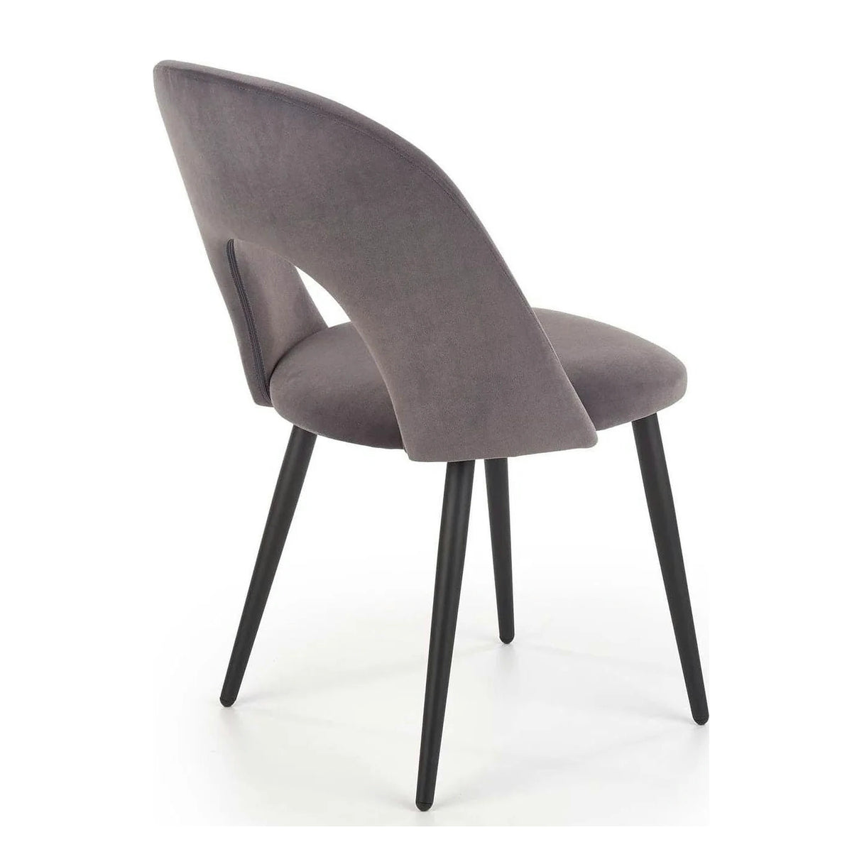 Scaun tapitat K384, gri/negru, stofa catifelata/metal, 54x57x84 cm