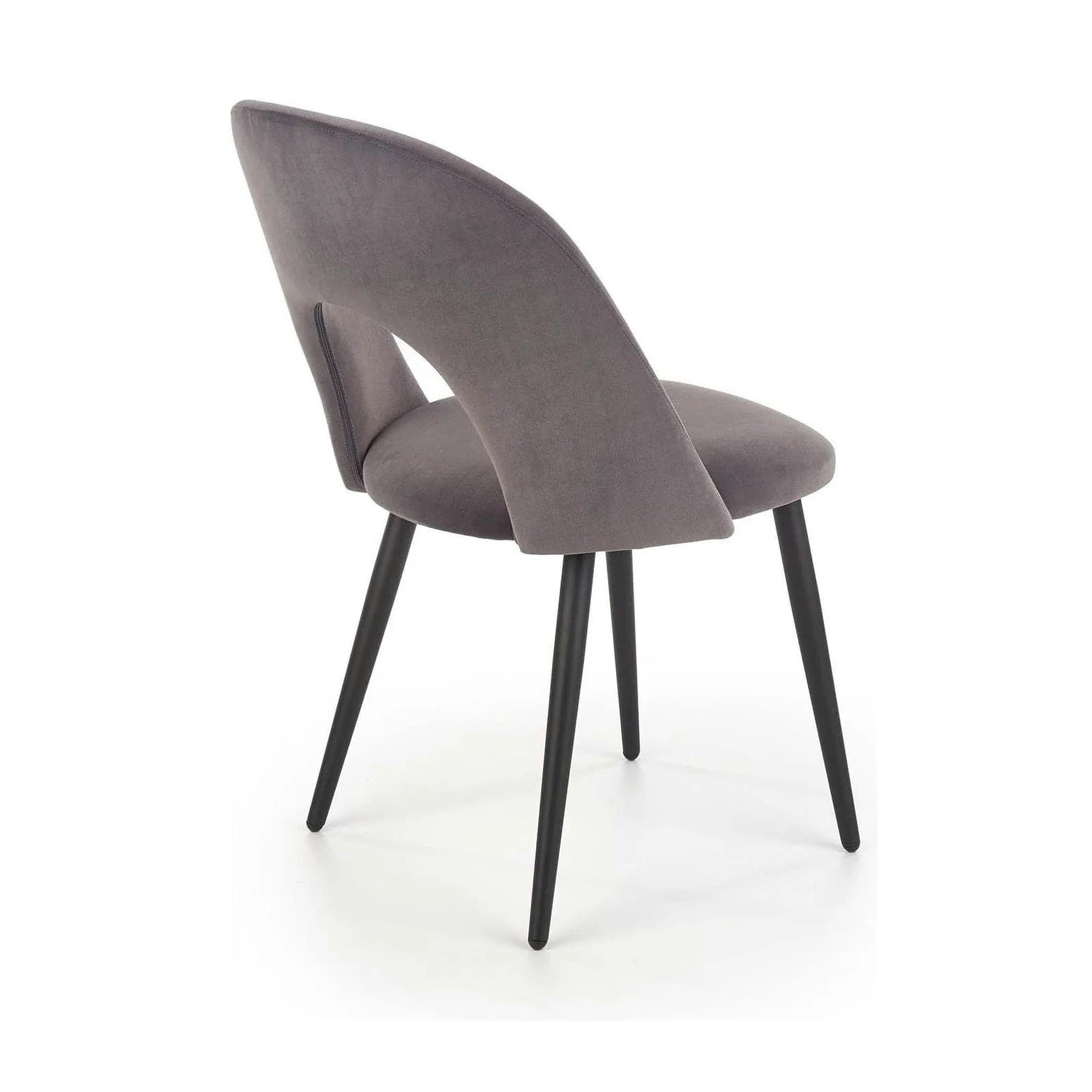 Scaun tapitat K384, gri/negru, stofa catifelata/metal, 54x57x84 cm