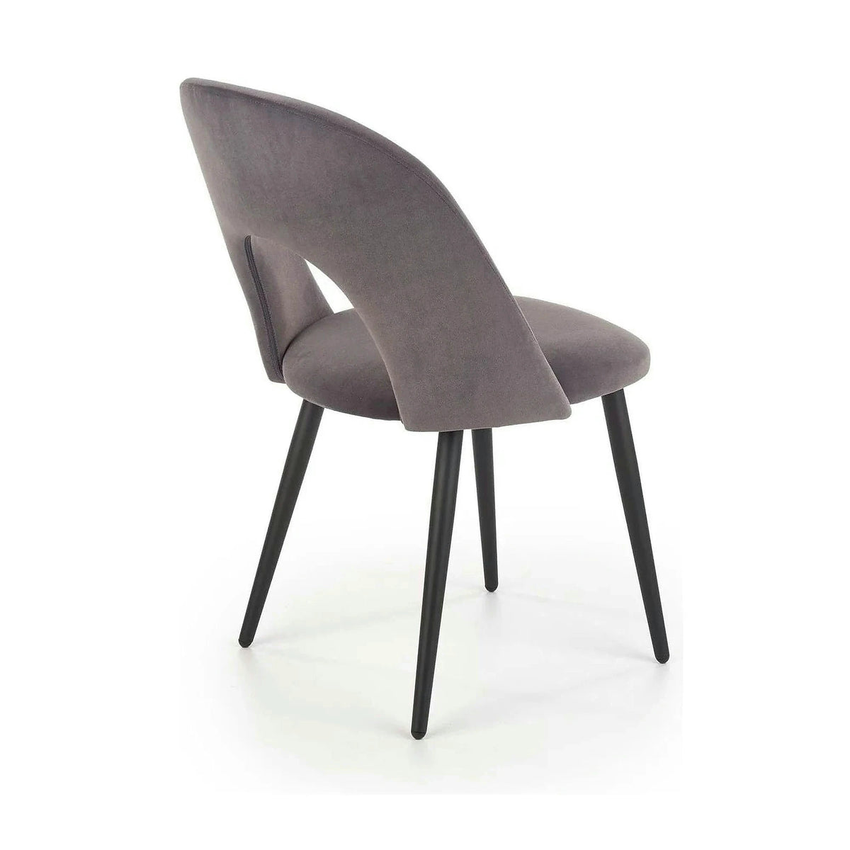 Scaun tapitat K384, gri/negru, stofa catifelata/metal, 54x57x84 cm
