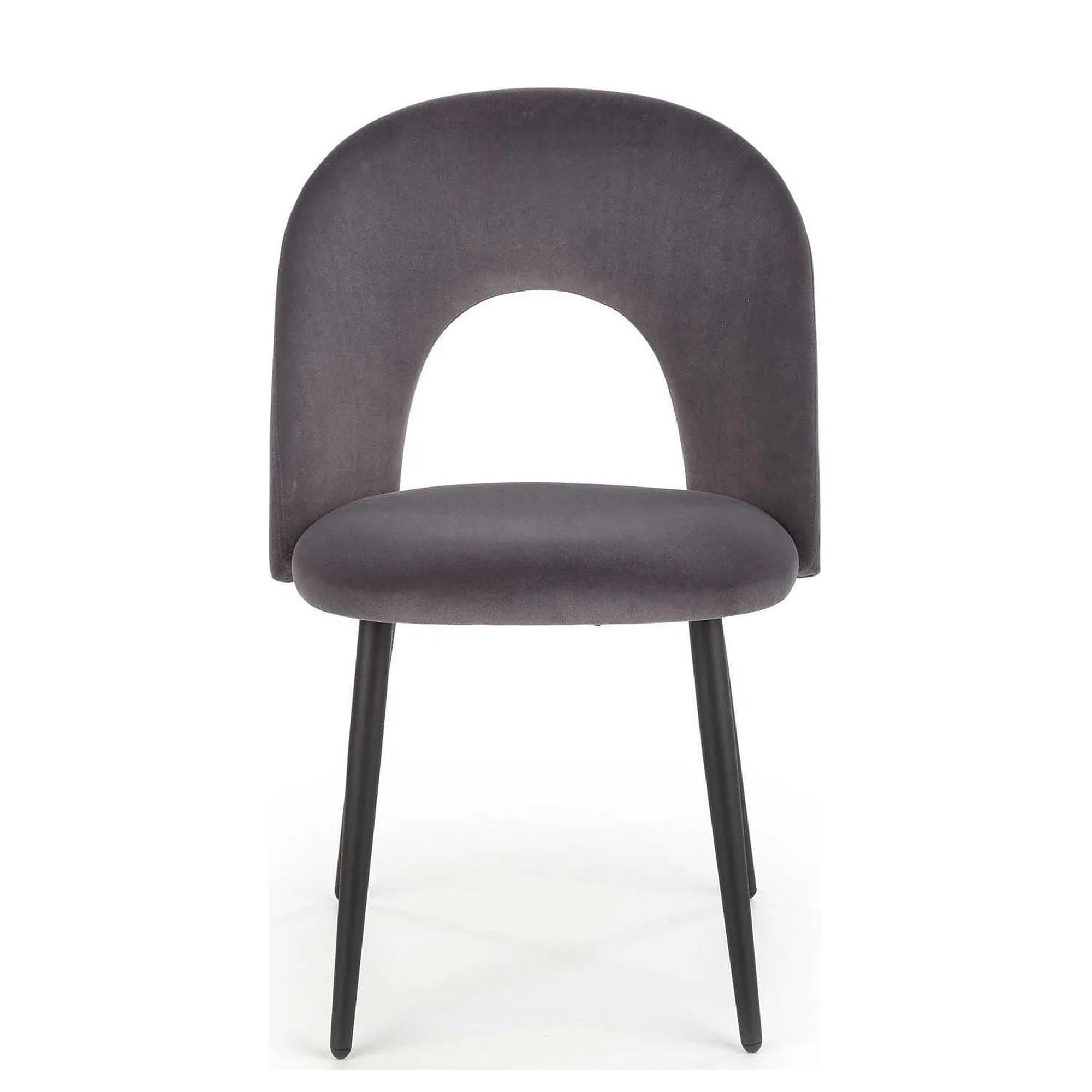 Scaun tapitat K384, gri/negru, stofa catifelata/metal, 54x57x84 cm