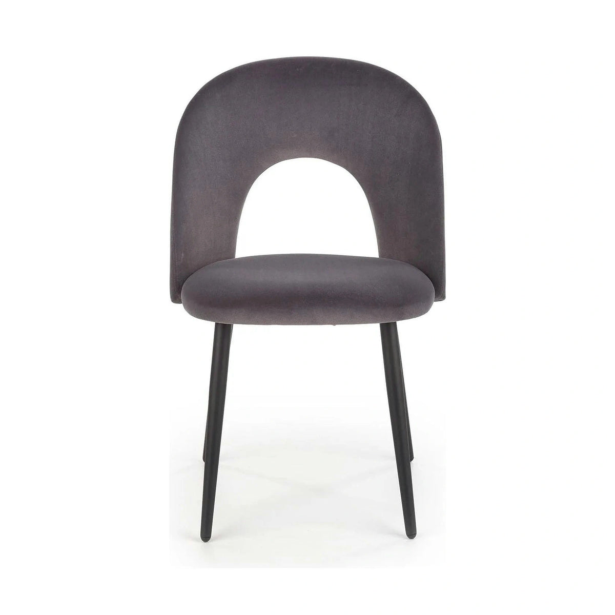 Scaun tapitat K384, gri/negru, stofa catifelata/metal, 54x57x84 cm