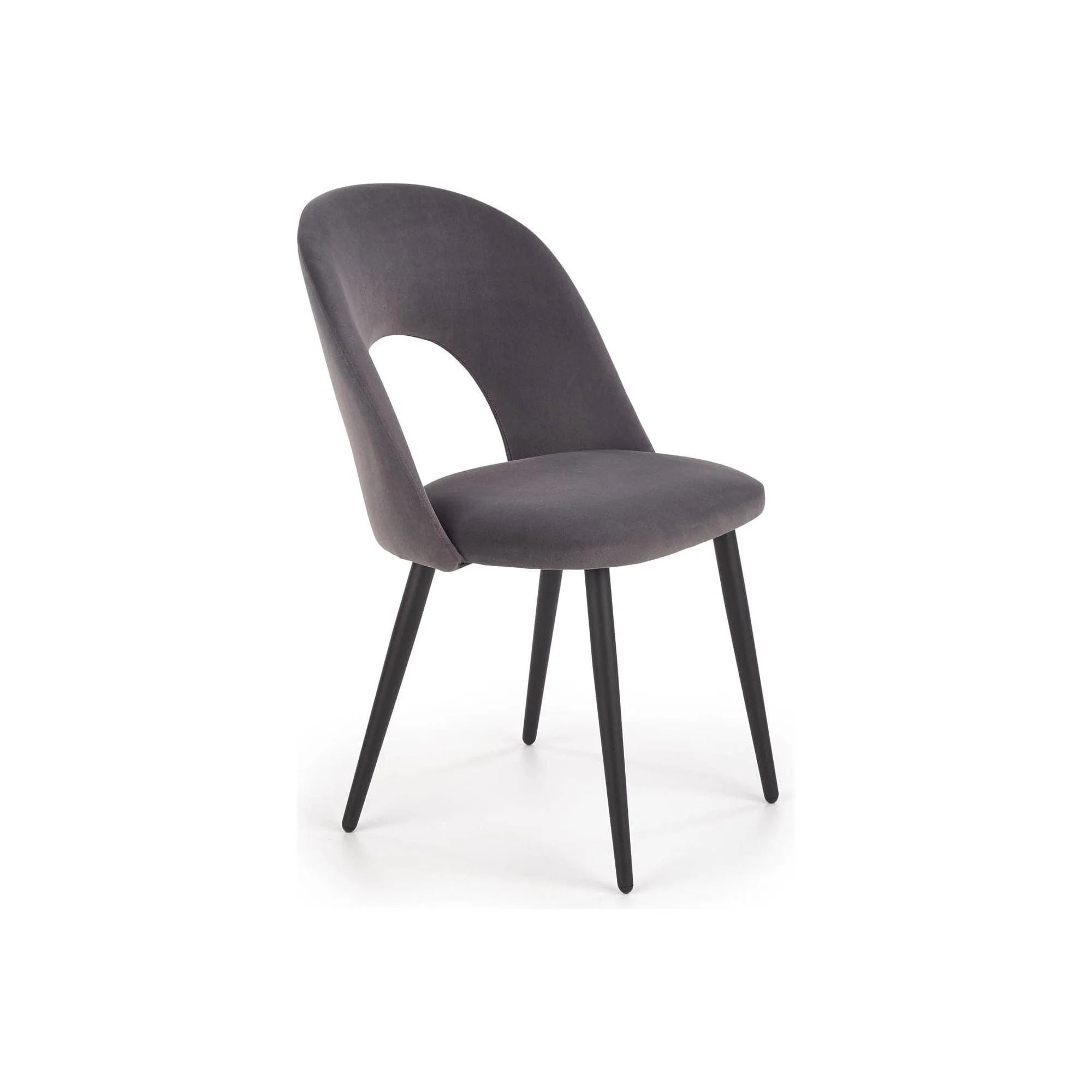 Scaun tapitat K384, gri/negru, stofa catifelata/metal, 54x57x84 cm