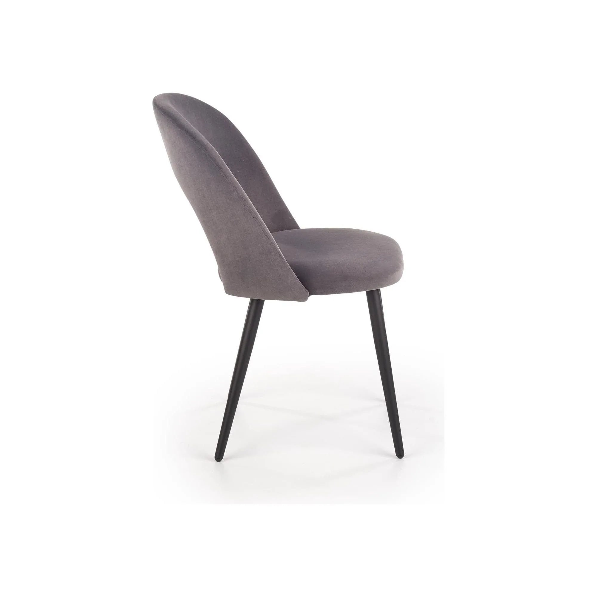 Scaun tapitat K384, gri/negru, stofa catifelata/metal, 54x57x84 cm
