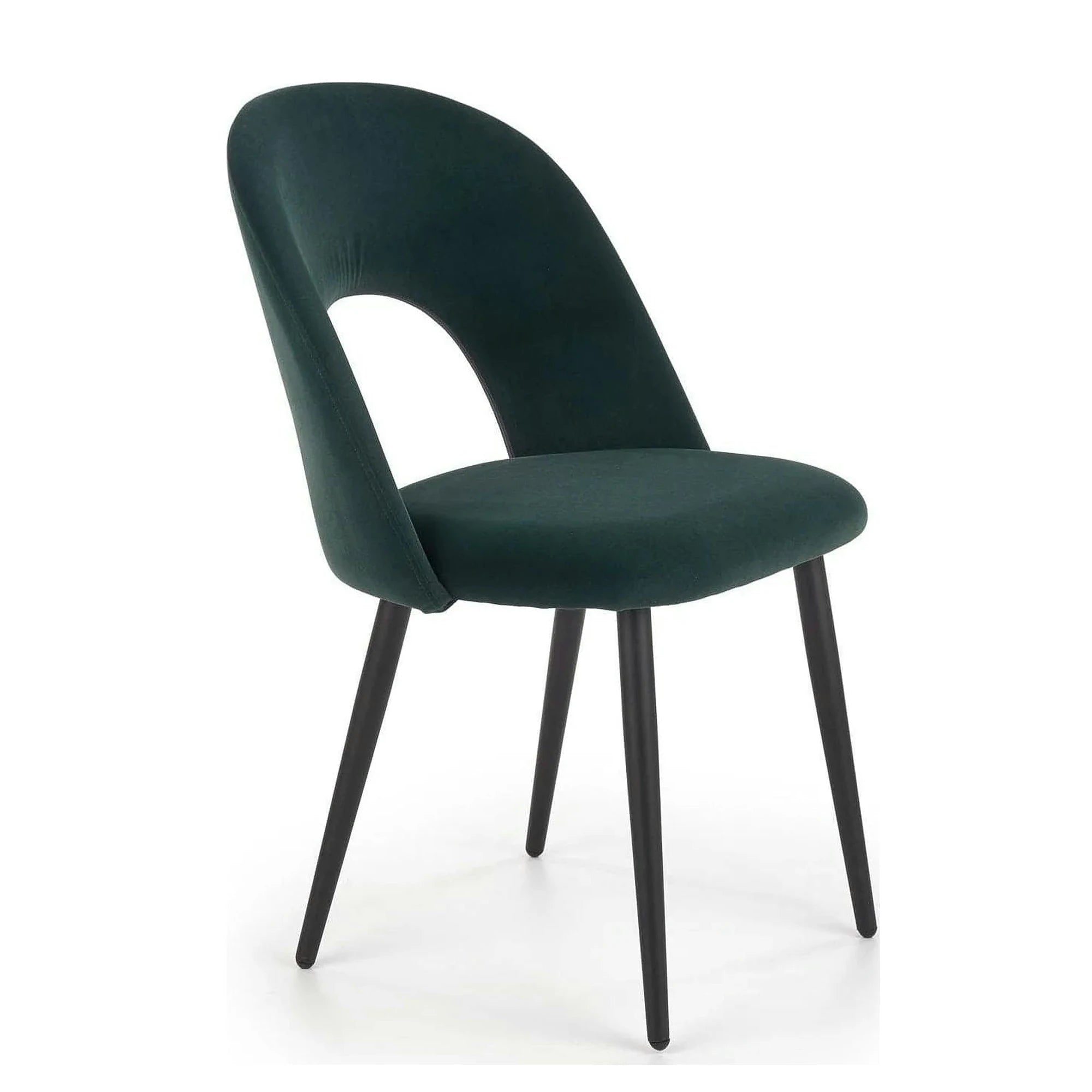 Scaun tapitat K384, verde/negru, stofa catifelata/metal, 54x57x84 cm