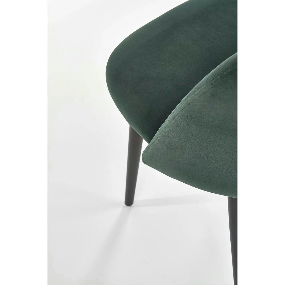 Scaun tapitat K384, verde/negru, stofa catifelata/metal, 54x57x84 cm