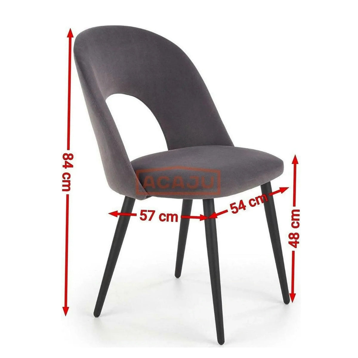Scaun tapitat K384, verde/negru, stofa catifelata/metal, 54x57x84 cm