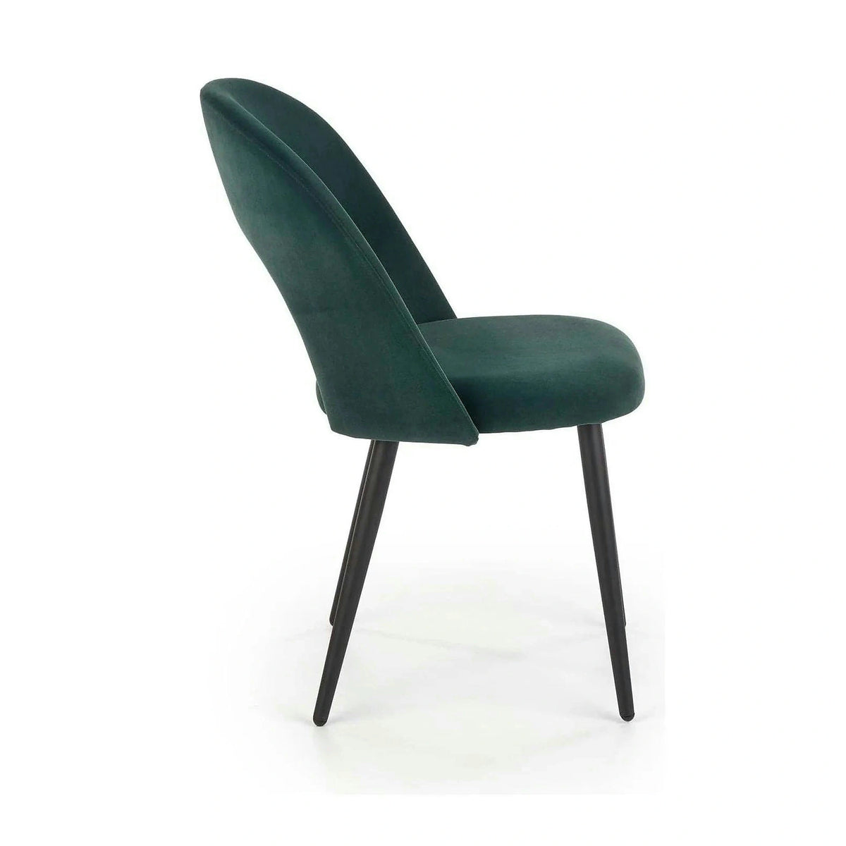 Scaun tapitat K384, verde/negru, stofa catifelata/metal, 54x57x84 cm