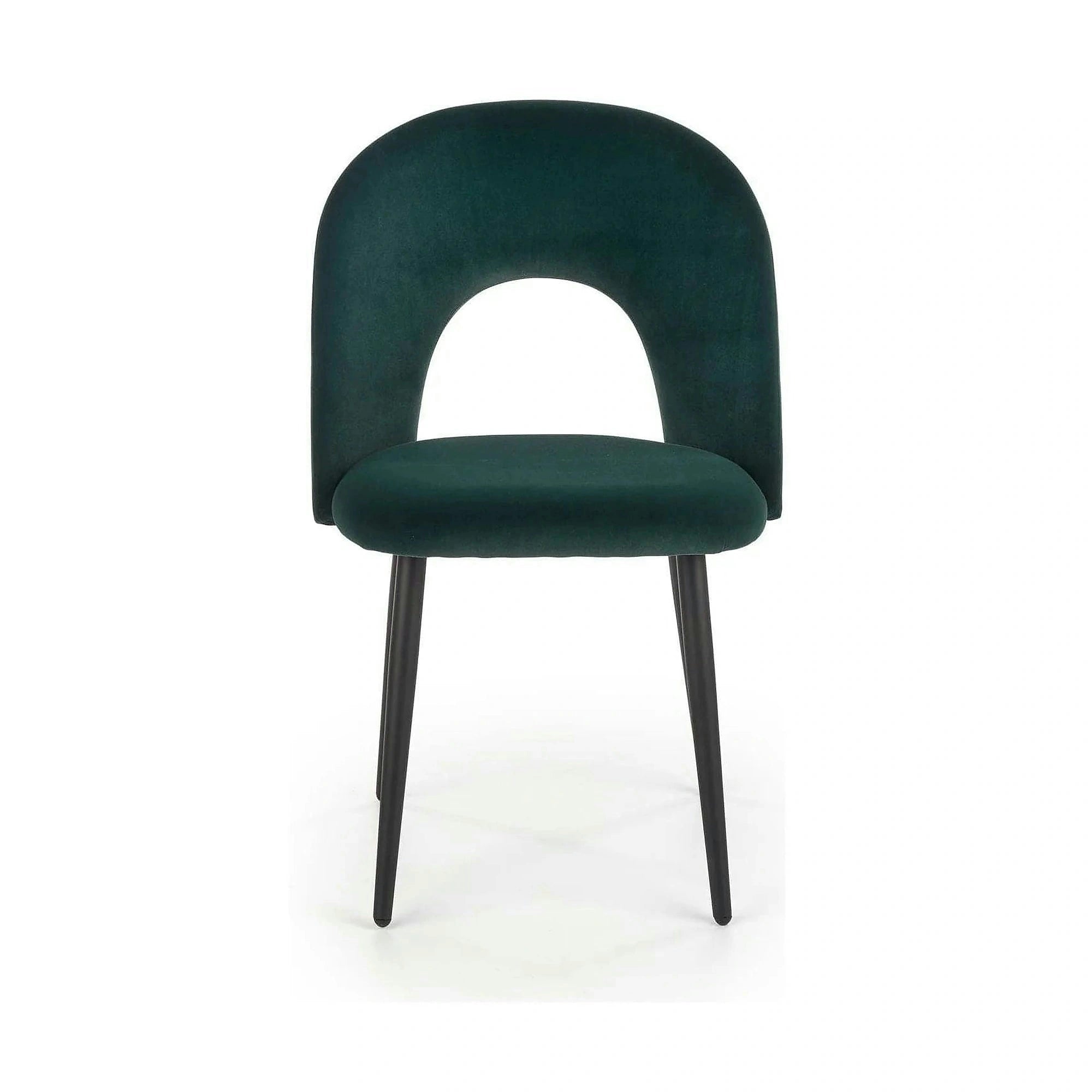 Scaun tapitat K384, verde/negru, stofa catifelata/metal, 54x57x84 cm