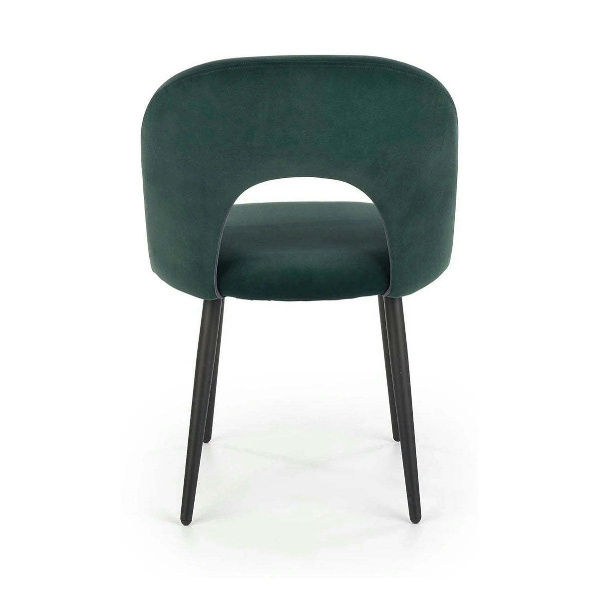 Scaun tapitat K384, verde/negru, stofa catifelata/metal, 54x57x84 cm