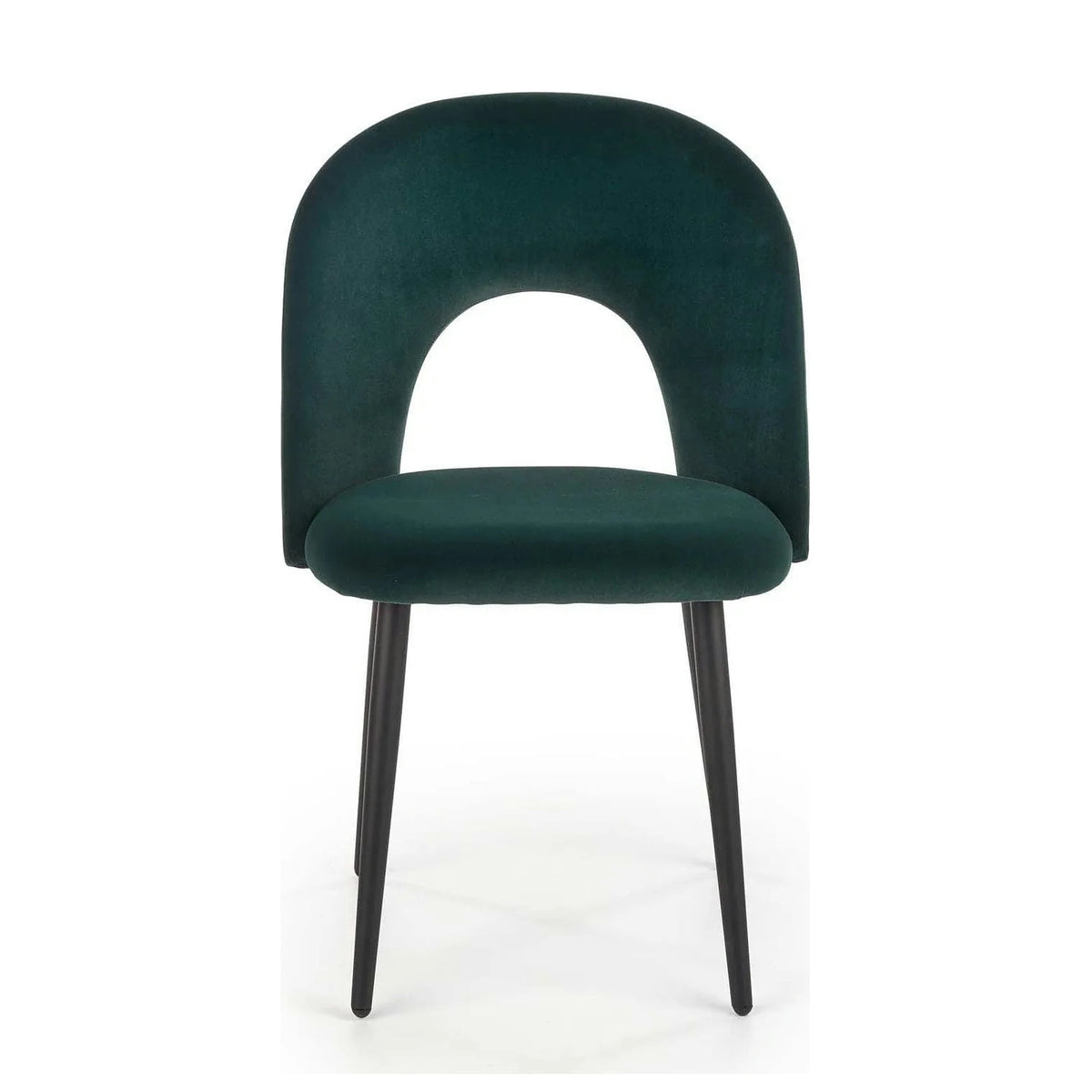 Scaun tapitat K384, verde/negru, stofa catifelata/metal, 54x57x84 cm