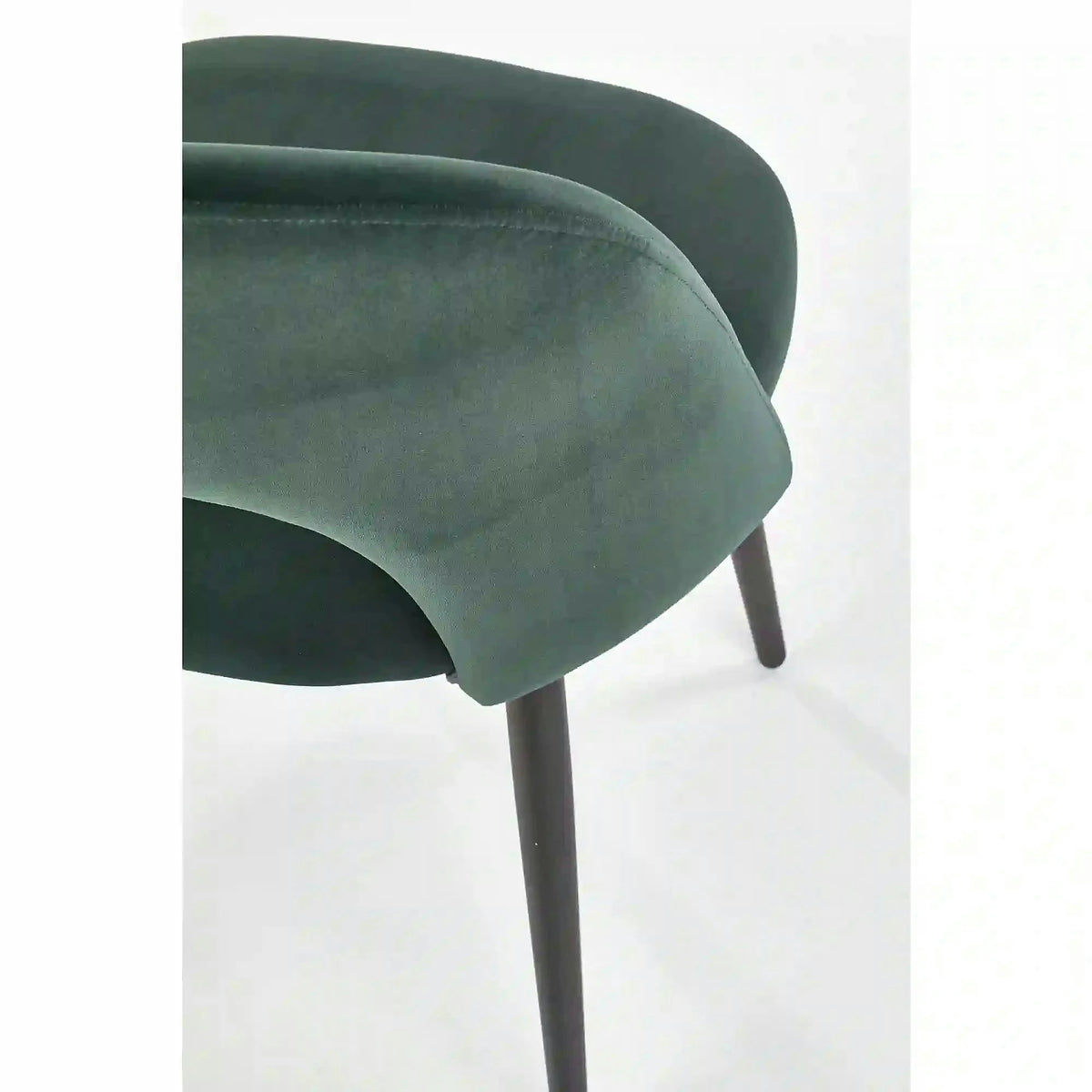 Scaun tapitat K384, verde/negru, stofa catifelata/metal, 54x57x84 cm