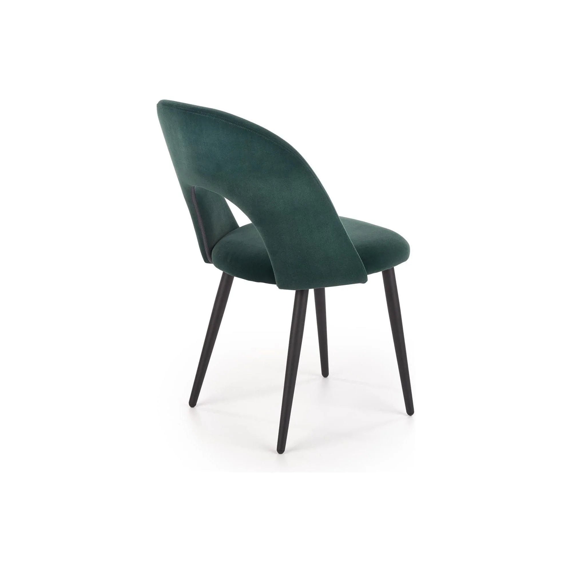 Scaun tapitat K384, verde/negru, stofa catifelata/metal, 54x57x84 cm