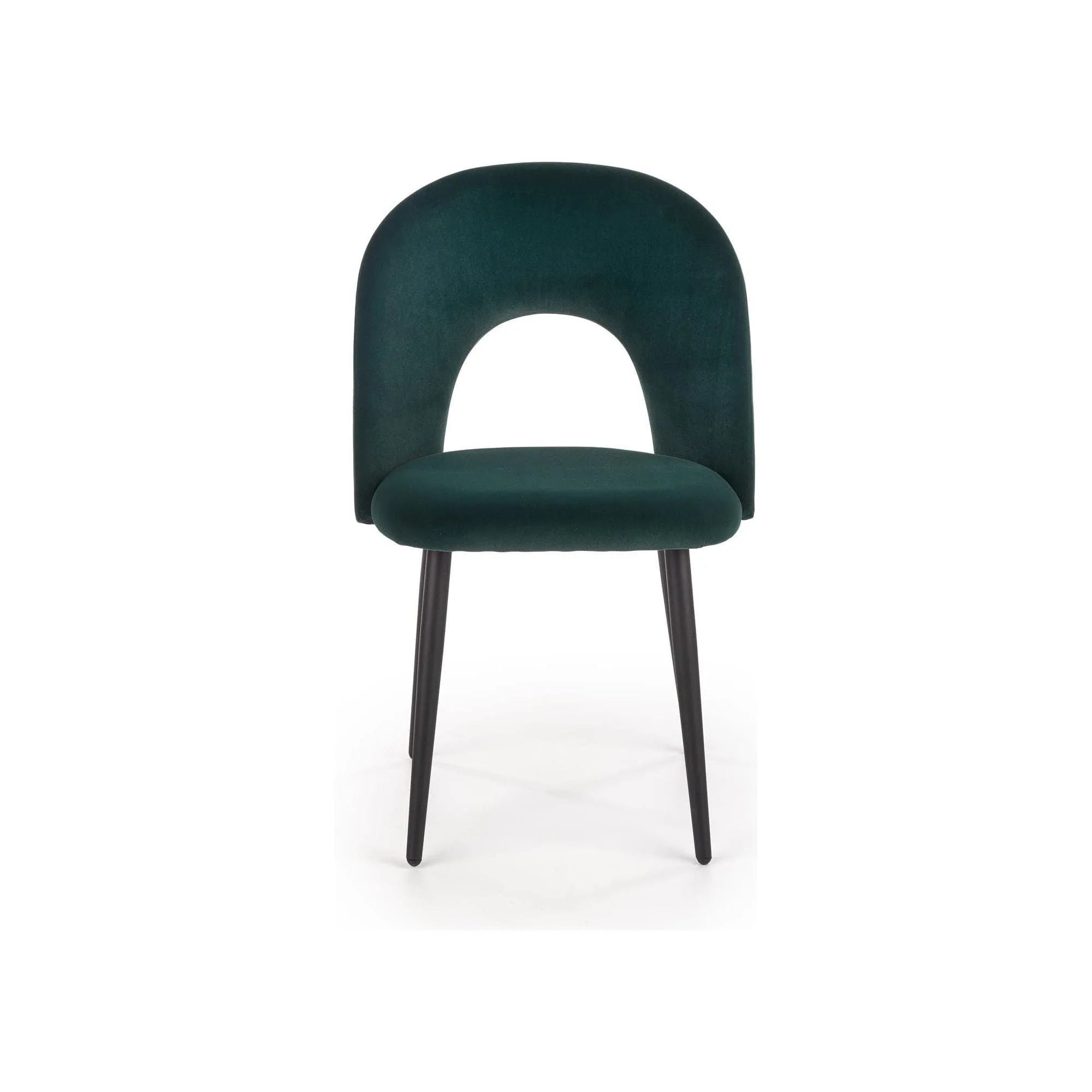 Scaun tapitat K384, verde/negru, stofa catifelata/metal, 54x57x84 cm