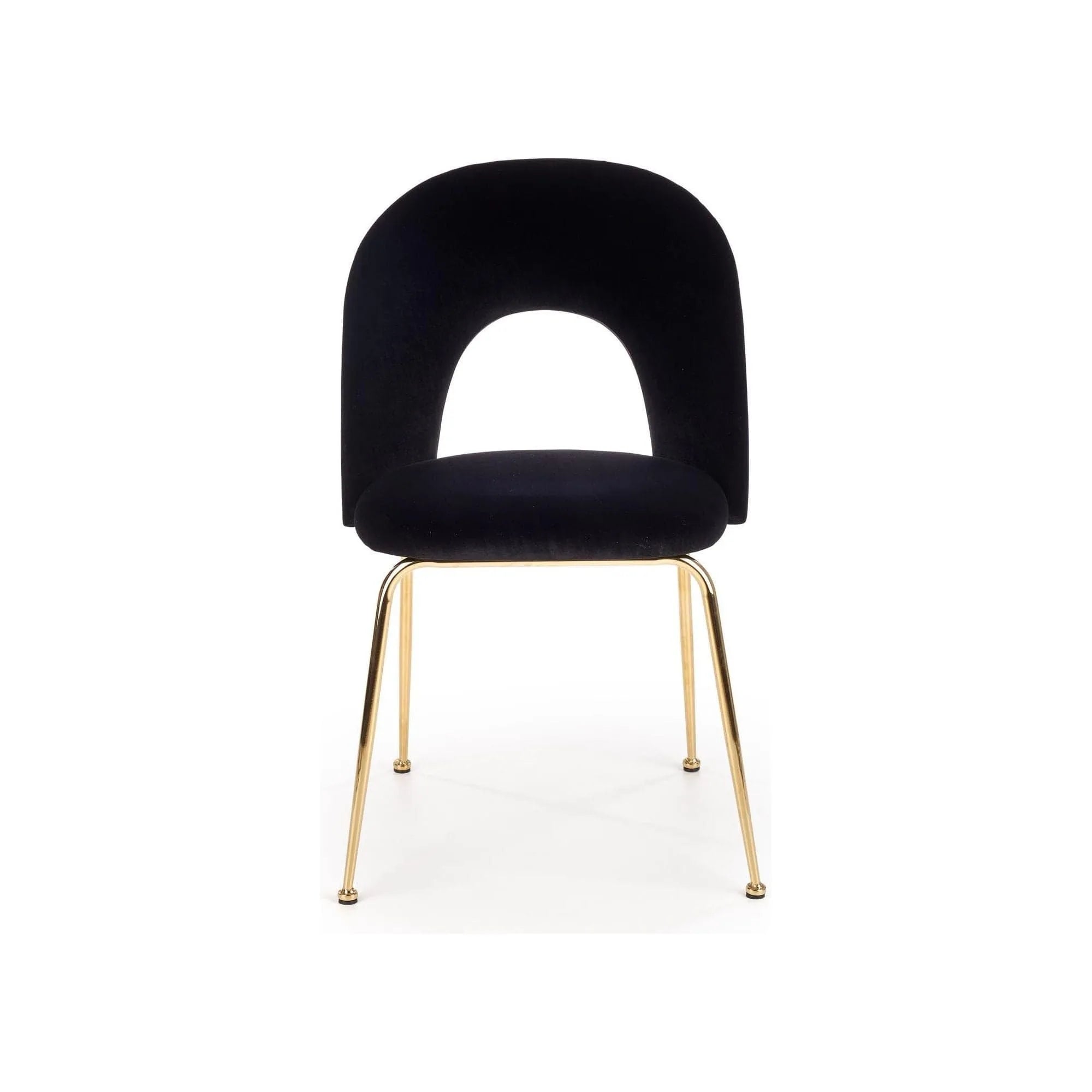 Scaun tapitat K385, negru/auriu, stofa catifelata/metal, 54x59x88 cm