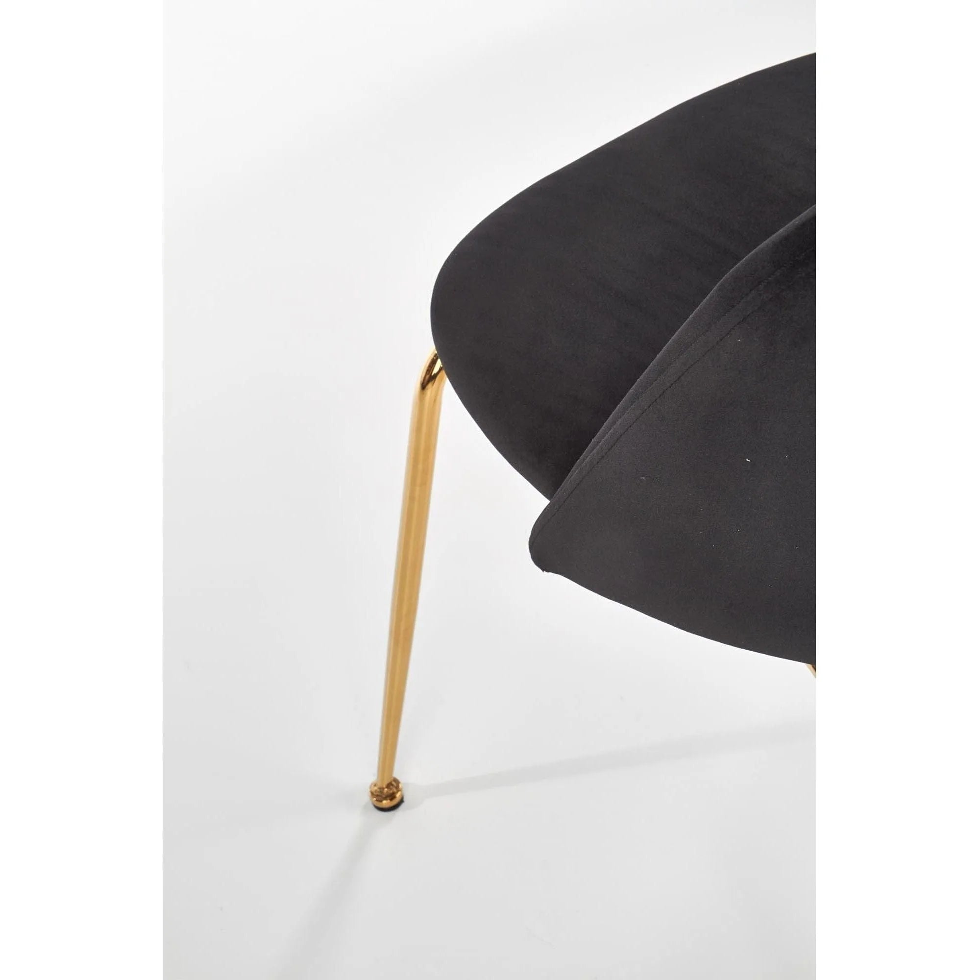 Scaun tapitat K385, negru/auriu, stofa catifelata/metal, 54x59x88 cm