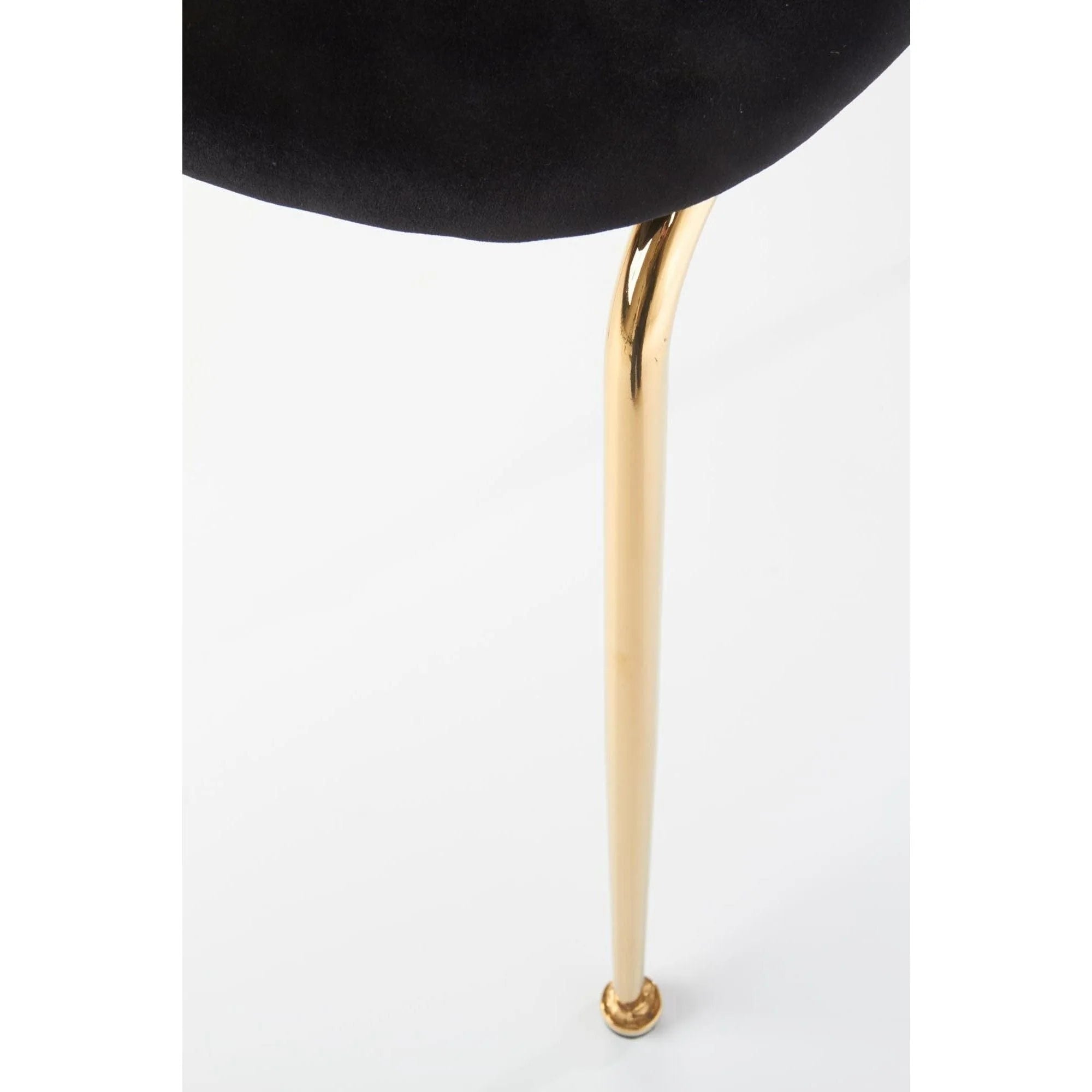 Scaun tapitat K385, negru/auriu, stofa catifelata/metal, 54x59x88 cm