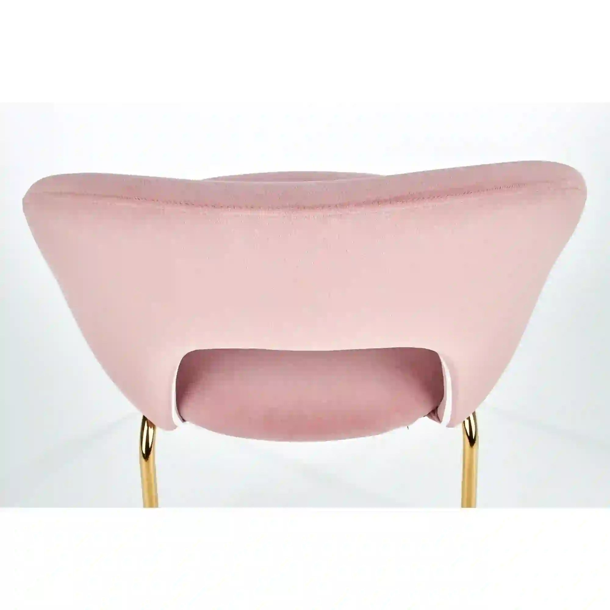Scaun tapitat K385, roz deschis/auriu, stofa catifelata/metal, 54x59x88 cm