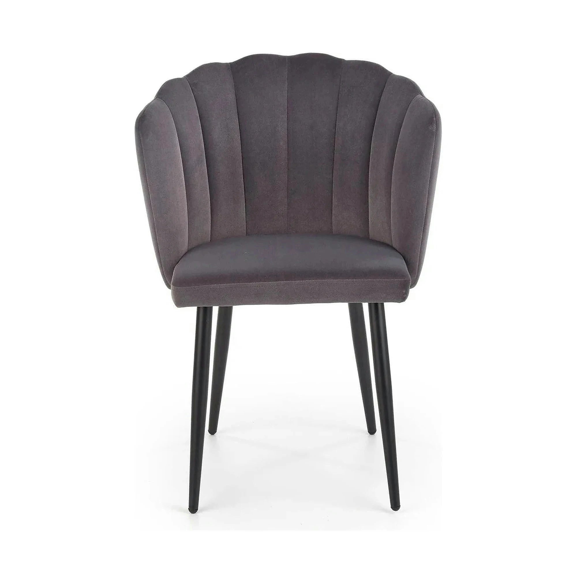 Scaun tapitat K386, gri inchis/negru, stofa catifelata/metal, 60x58x84 cm