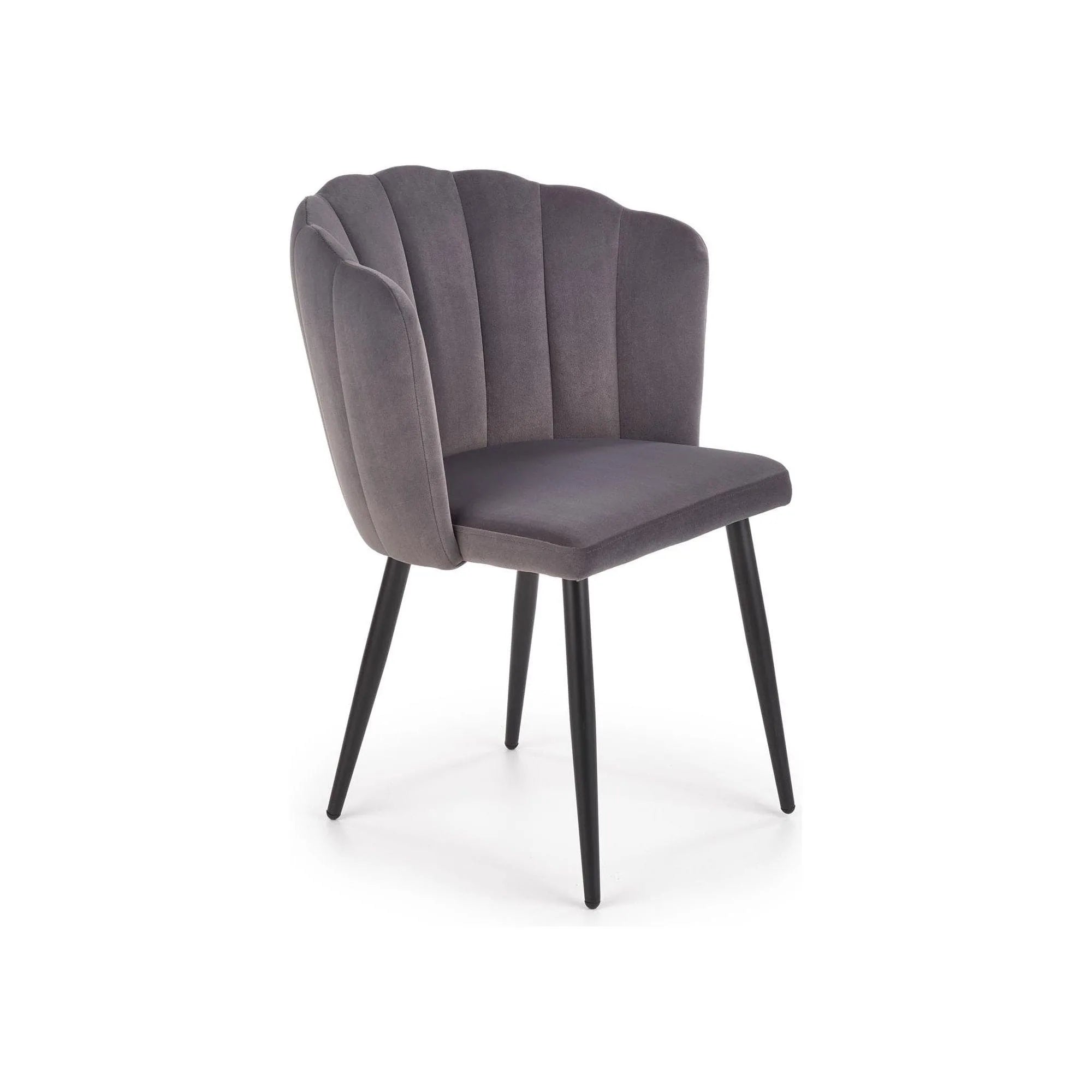 Scaun tapitat K386, gri inchis/negru, stofa catifelata/metal, 60x58x84 cm