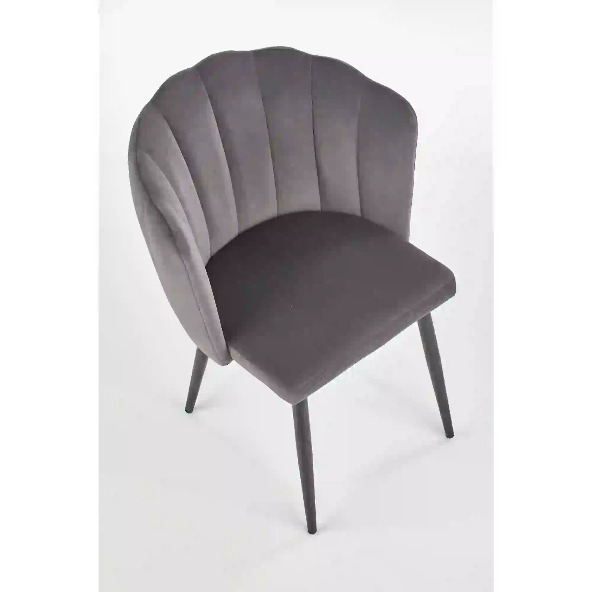 Scaun tapitat K386, gri inchis/negru, stofa catifelata/metal, 60x58x84 cm