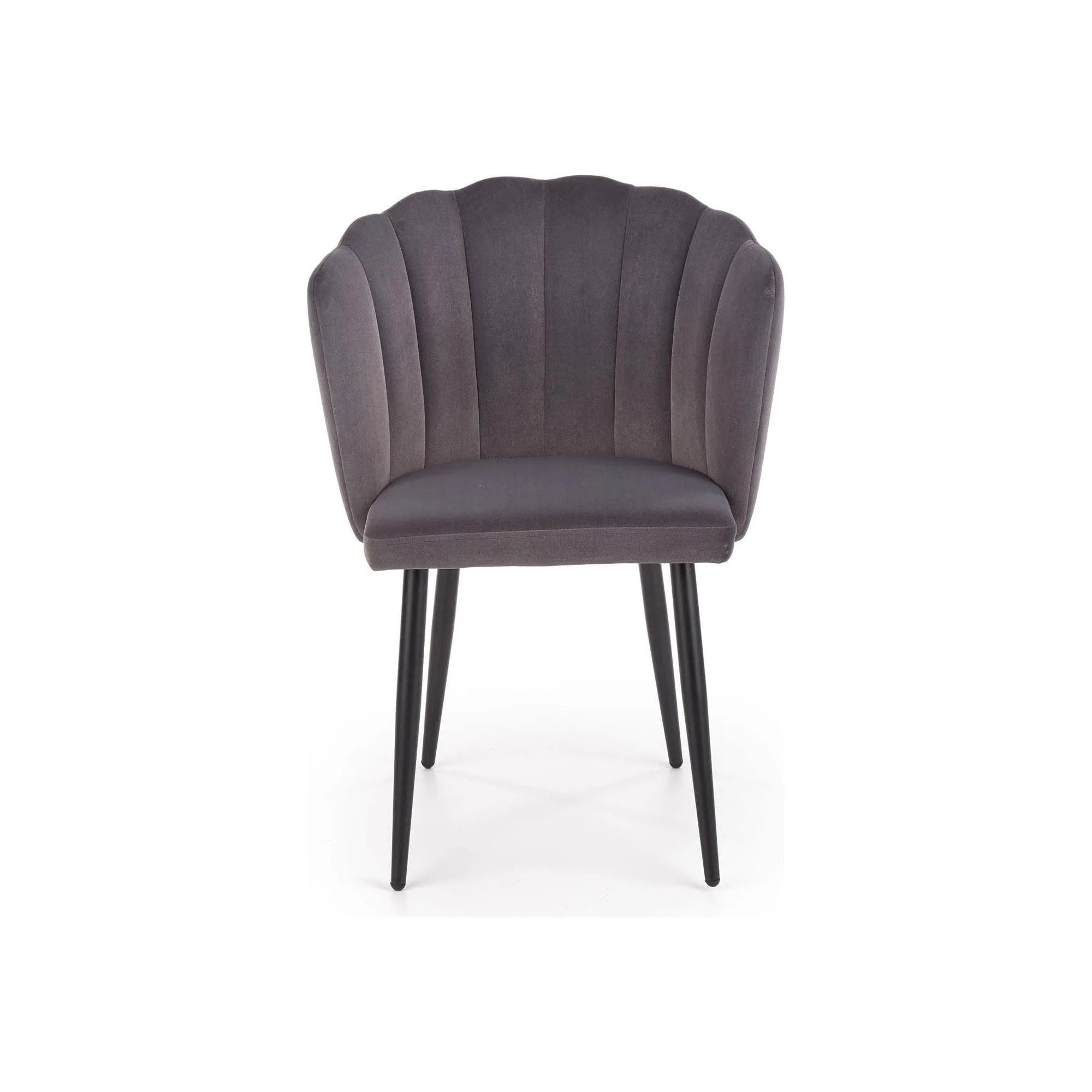 Scaun tapitat K386, gri inchis/negru, stofa catifelata/metal, 60x58x84 cm