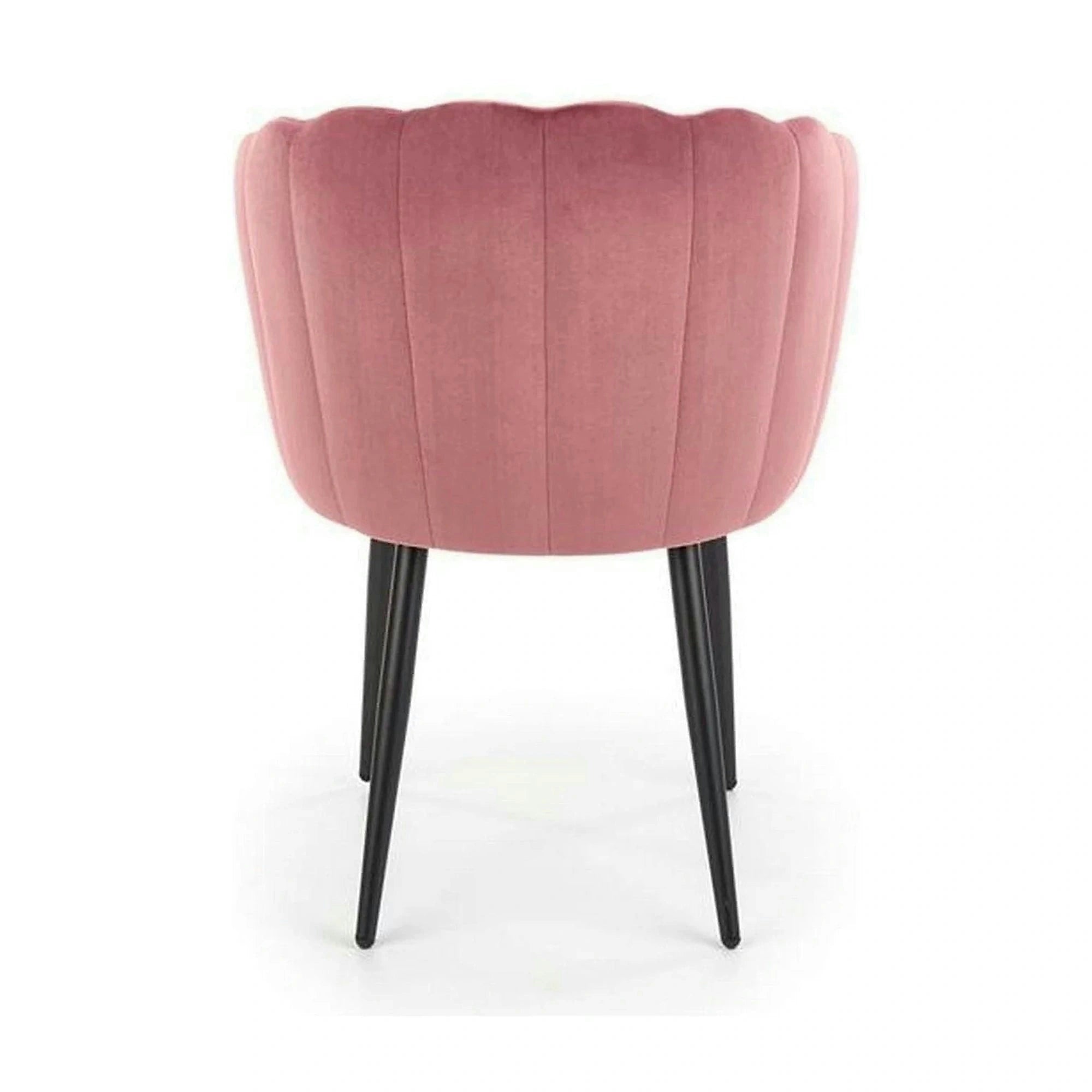 Scaun tapitat K386, roz/negru, stofa catifelat/metal, 60x58x84 cm