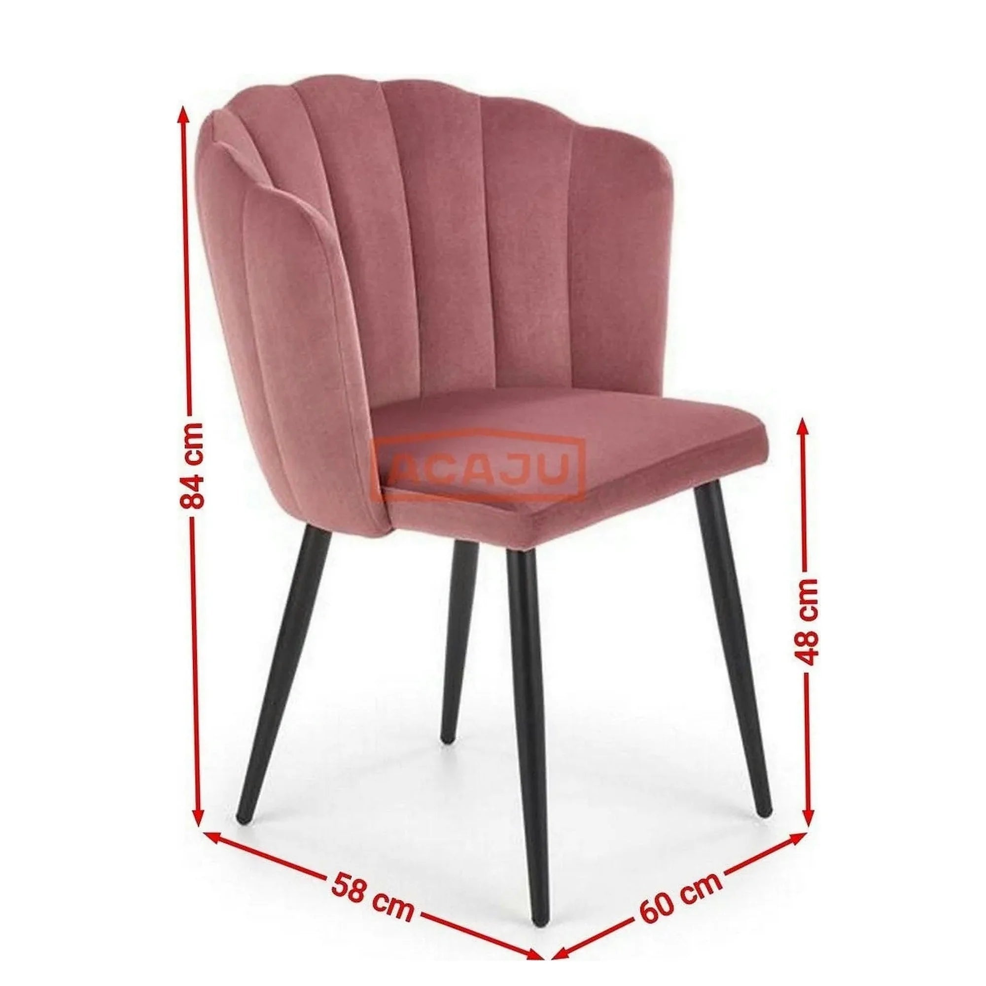 Scaun tapitat K386, roz/negru, stofa catifelat/metal, 60x58x84 cm