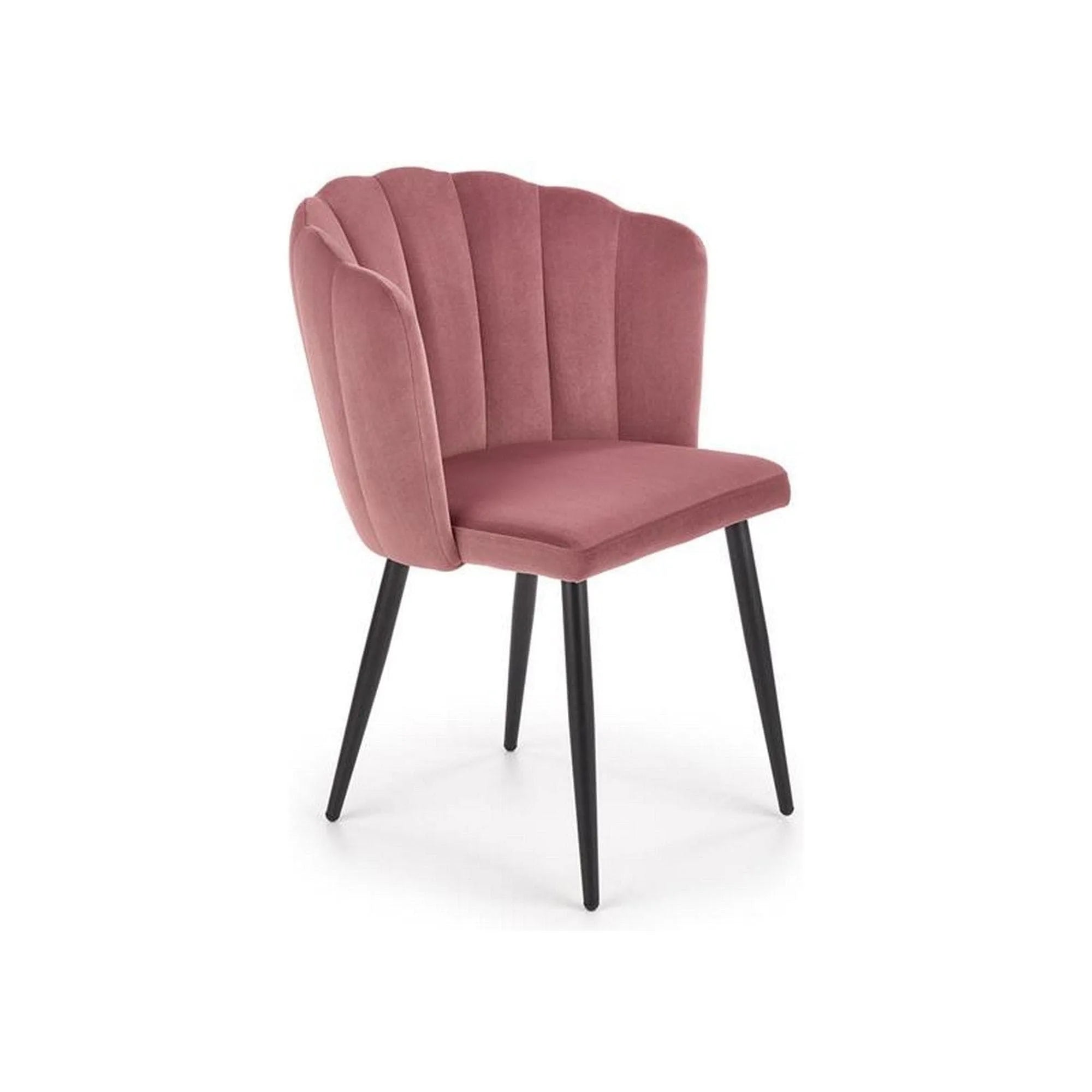 Scaun tapitat K386, roz/negru, stofa catifelat/metal, 60x58x84 cm